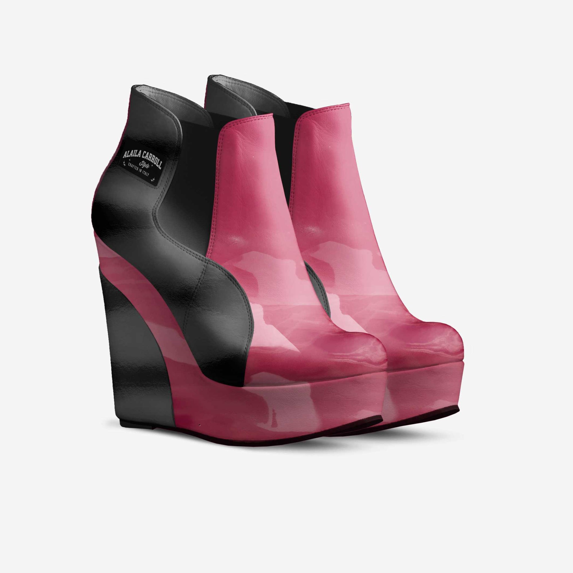 Wedge Ankle Boot Pink & Black
