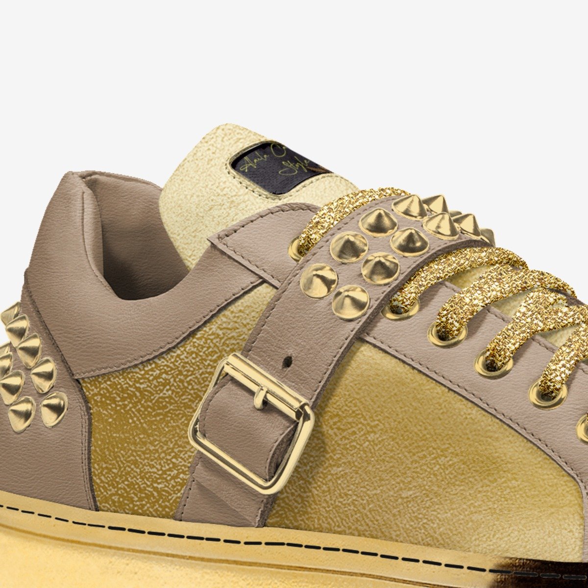 TAN & GOLD SPIKE FASHION LOW TOP image 1