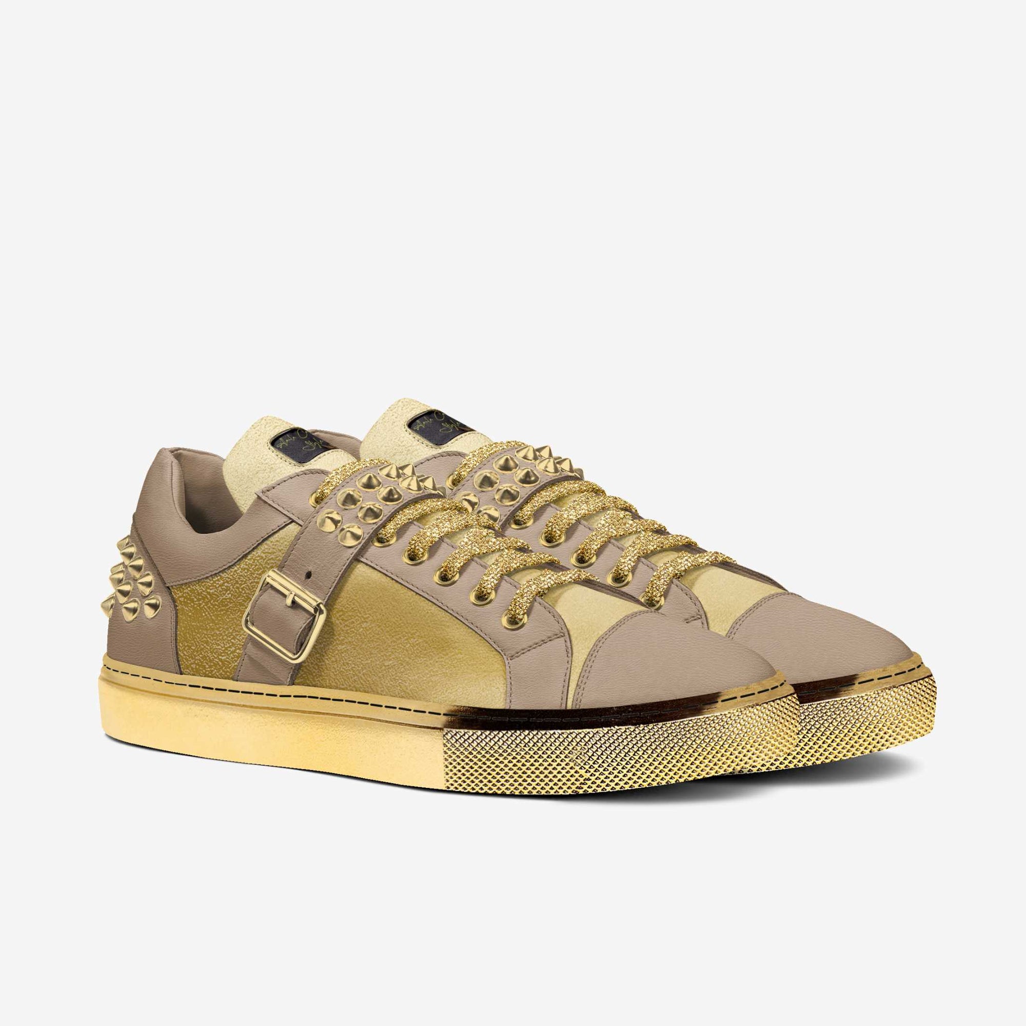 TAN & GOLD SPIKE FASHION LOW TOP image 0