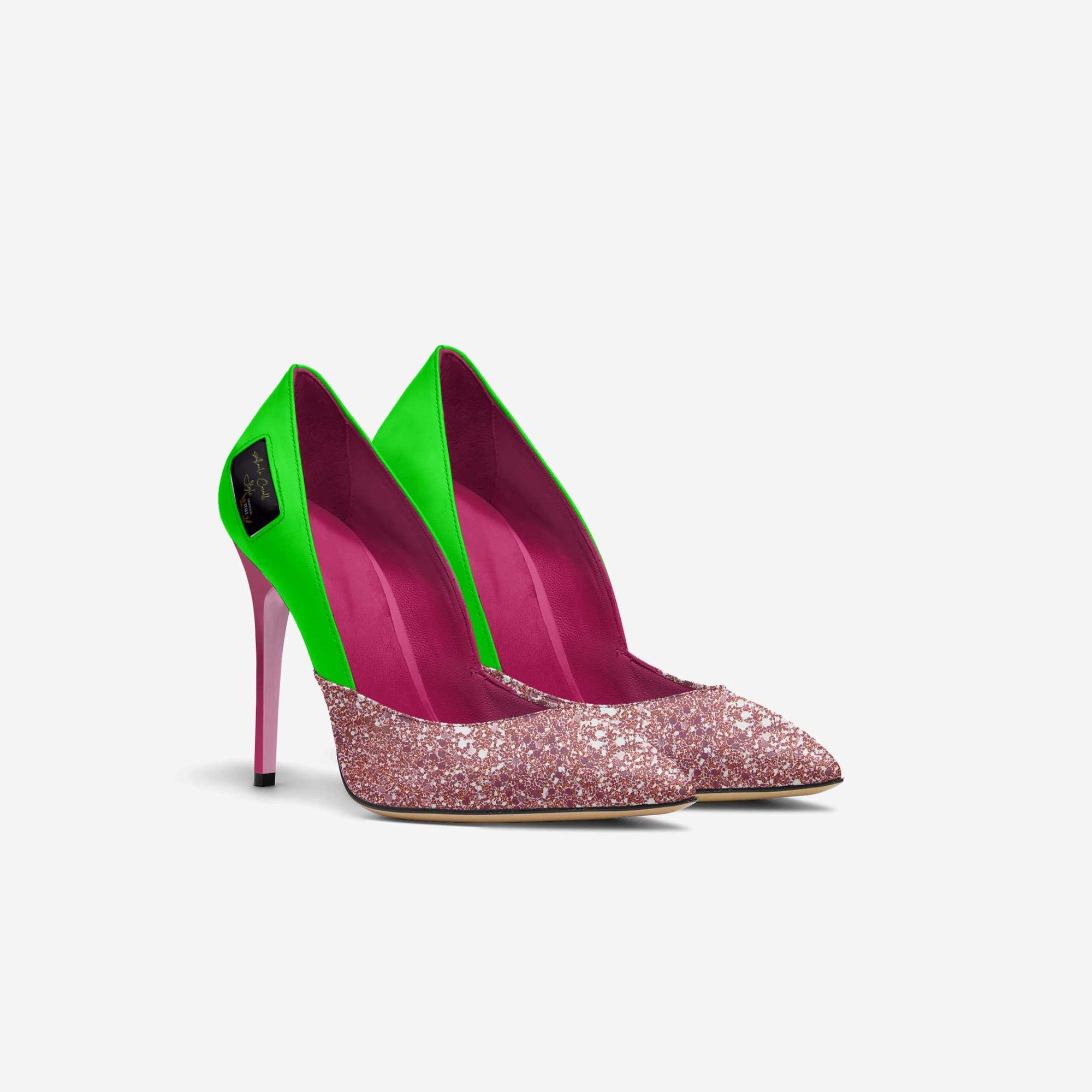 Luxury Green & Pink Simple Cut High Heel image 0