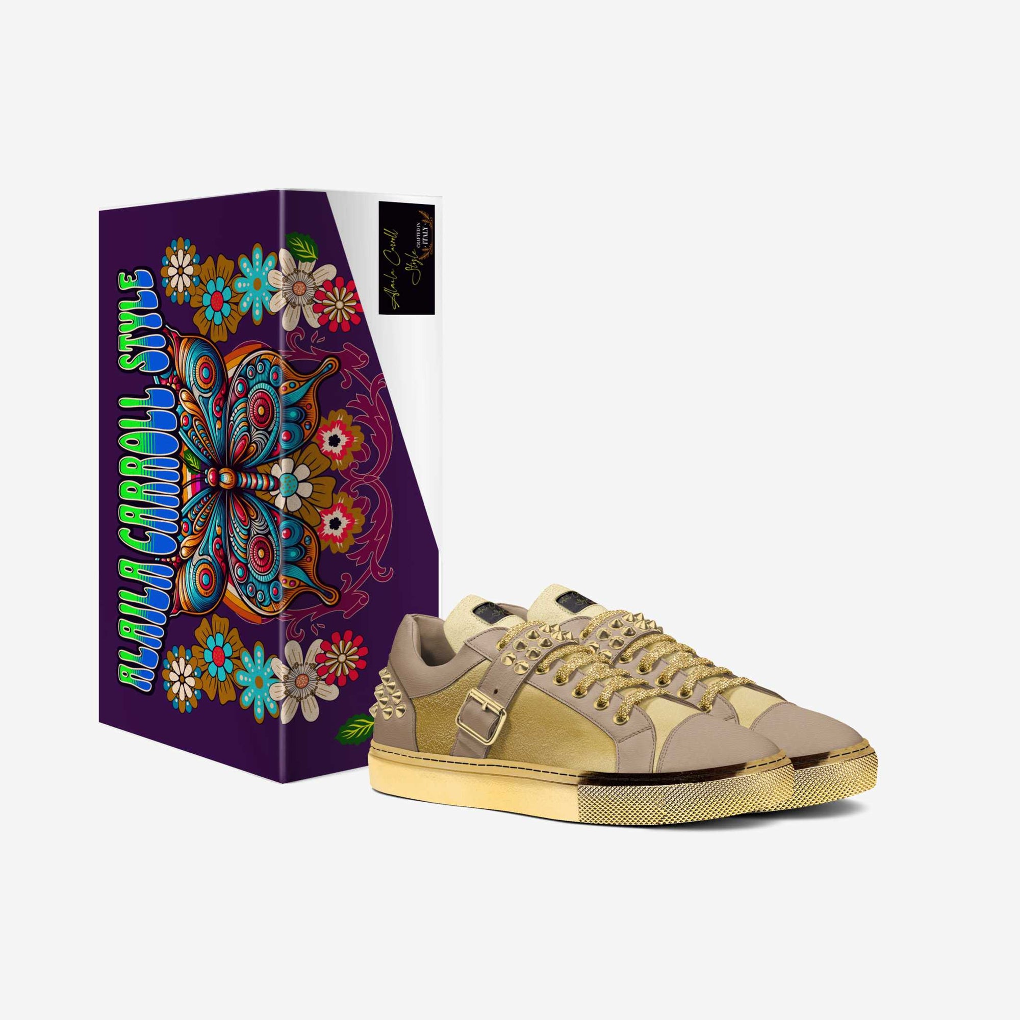 TAN & GOLD SPIKE FASHION LOW TOP image 6