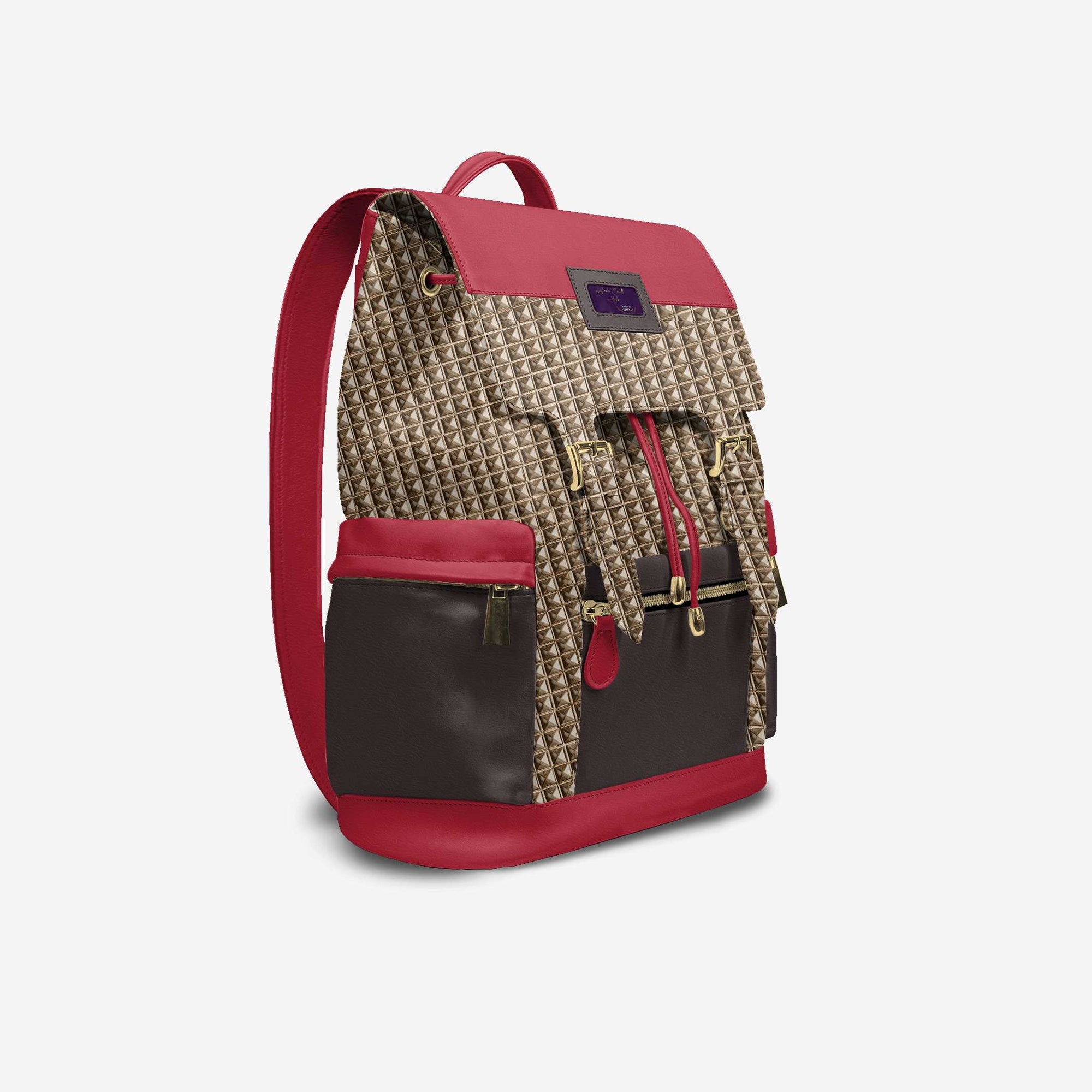 VINTAGE RED & BROWN LUXE BACKPACK image 1