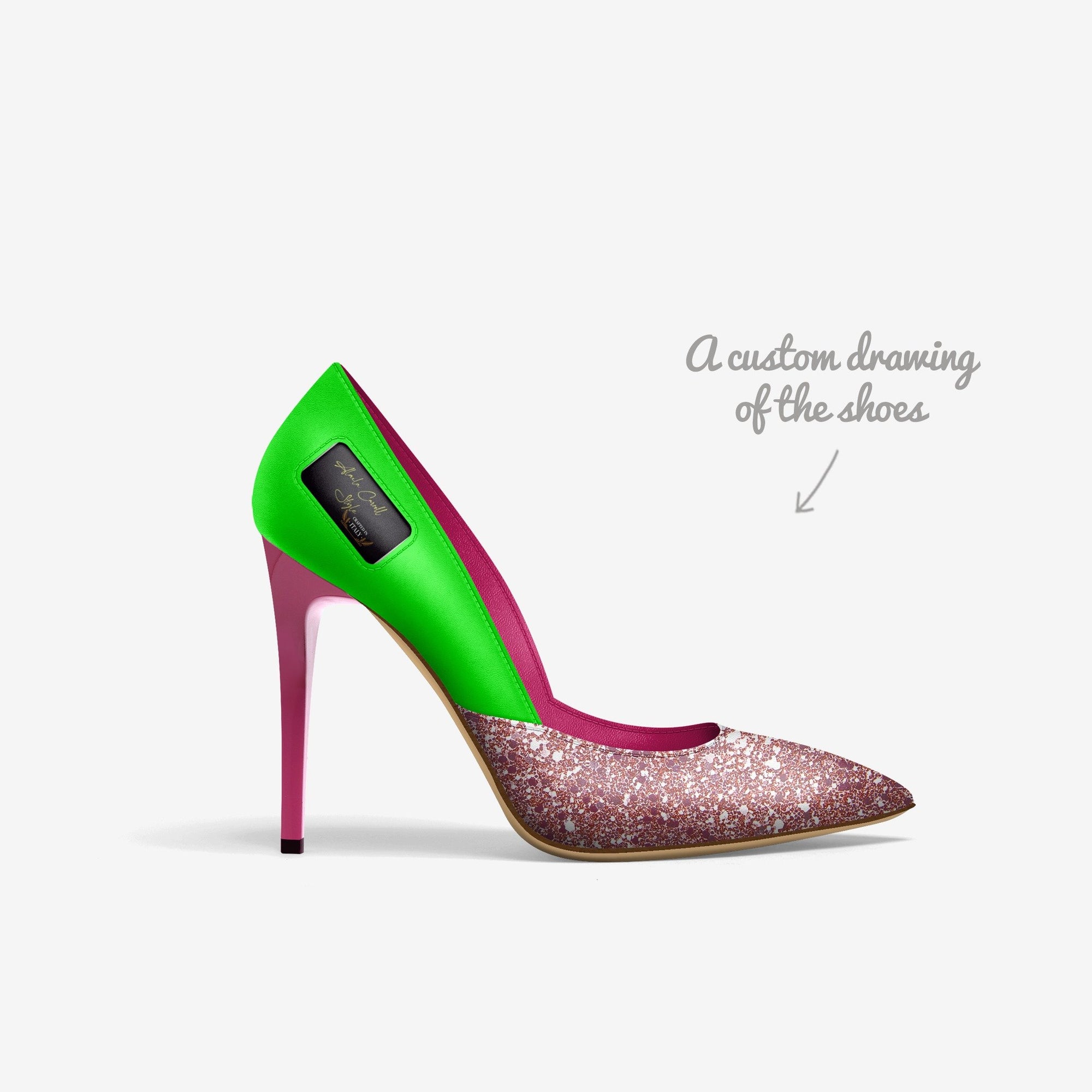 Luxury Green & Pink Simple Cut High Heel image 5
