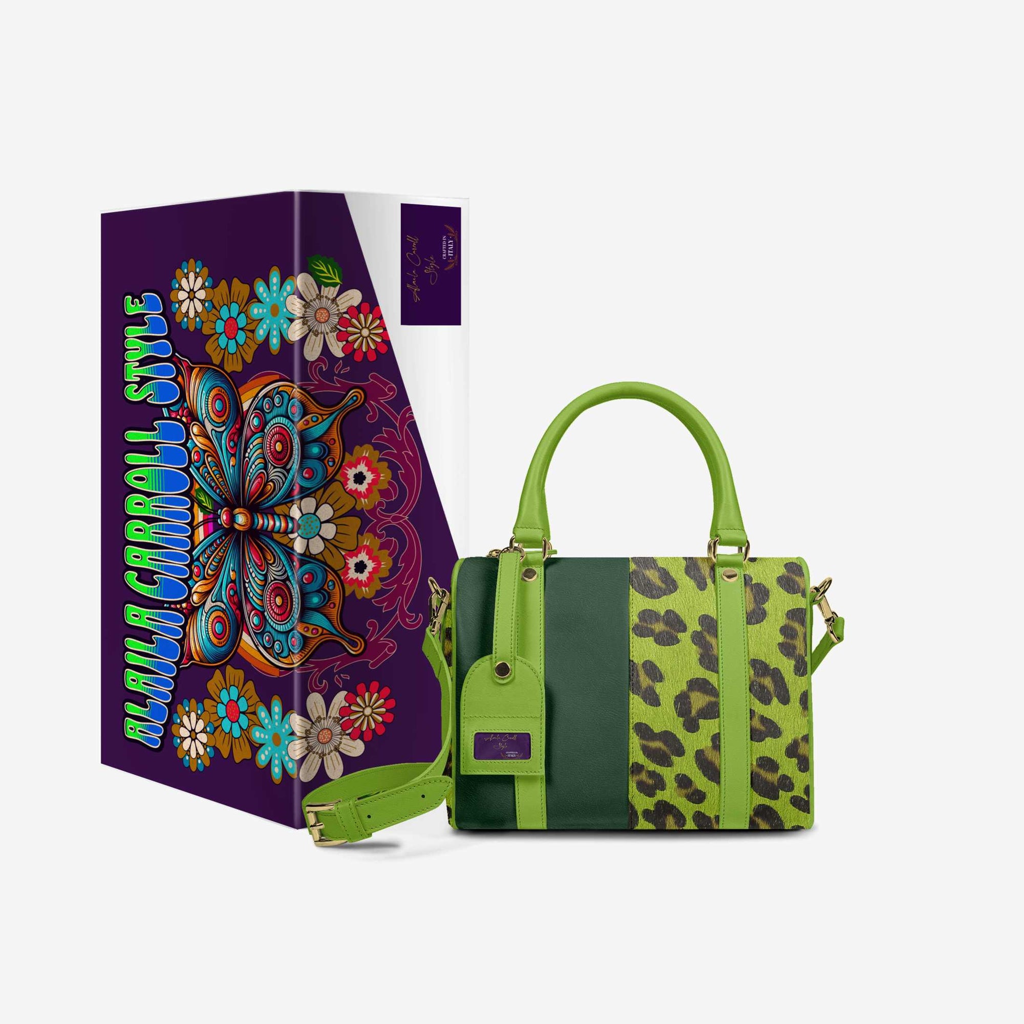 DESIGNER LUXURY STYLISH GREEN & JAGUAR PRINT PENDANT BAG image 4