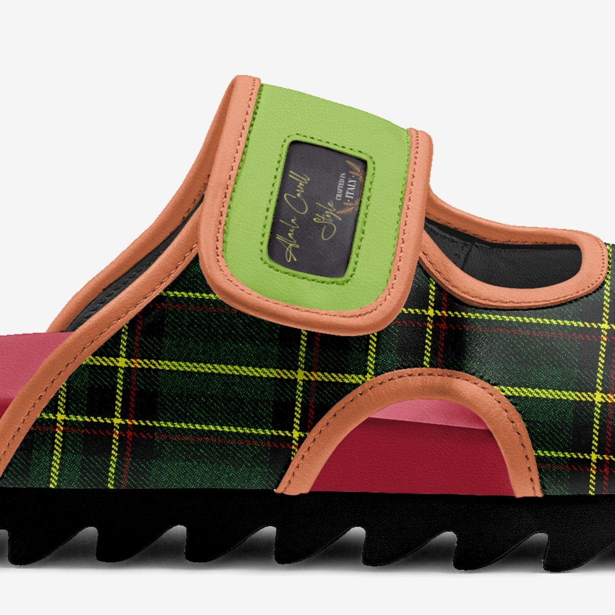 Alaila Carroll Style Green & Red Double Stripes Luxury Sandal image 1