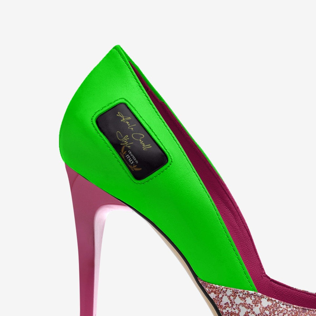 Luxury Green & Pink Simple Cut High Heel image 1