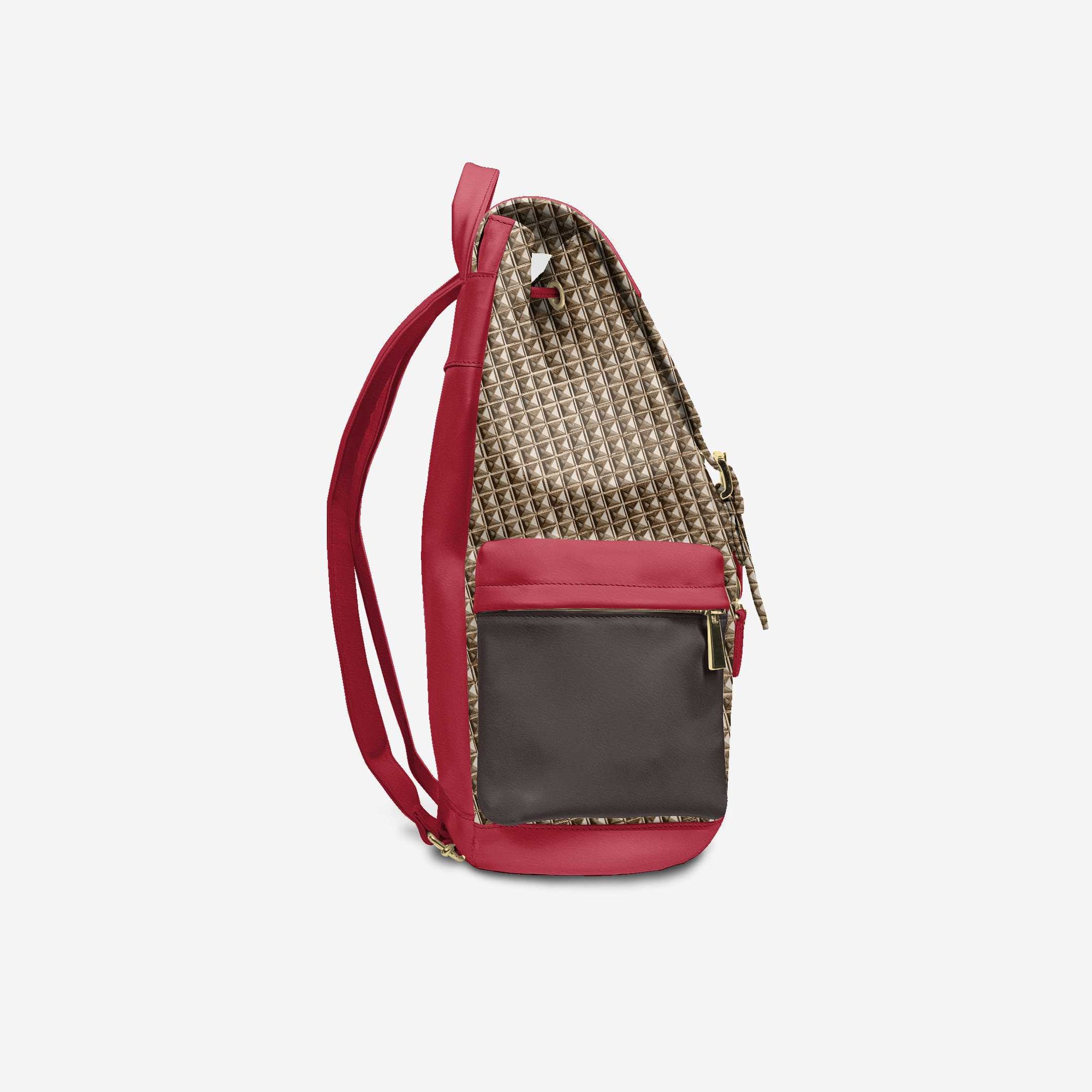 VINTAGE RED & BROWN LUXE BACKPACK image 3