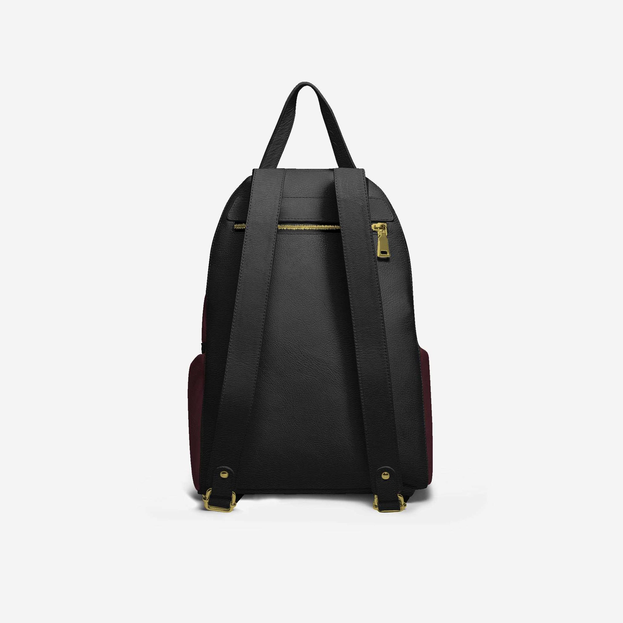 Multi-Pocket Designer Luxe Backpack Wine, Gold, & Black