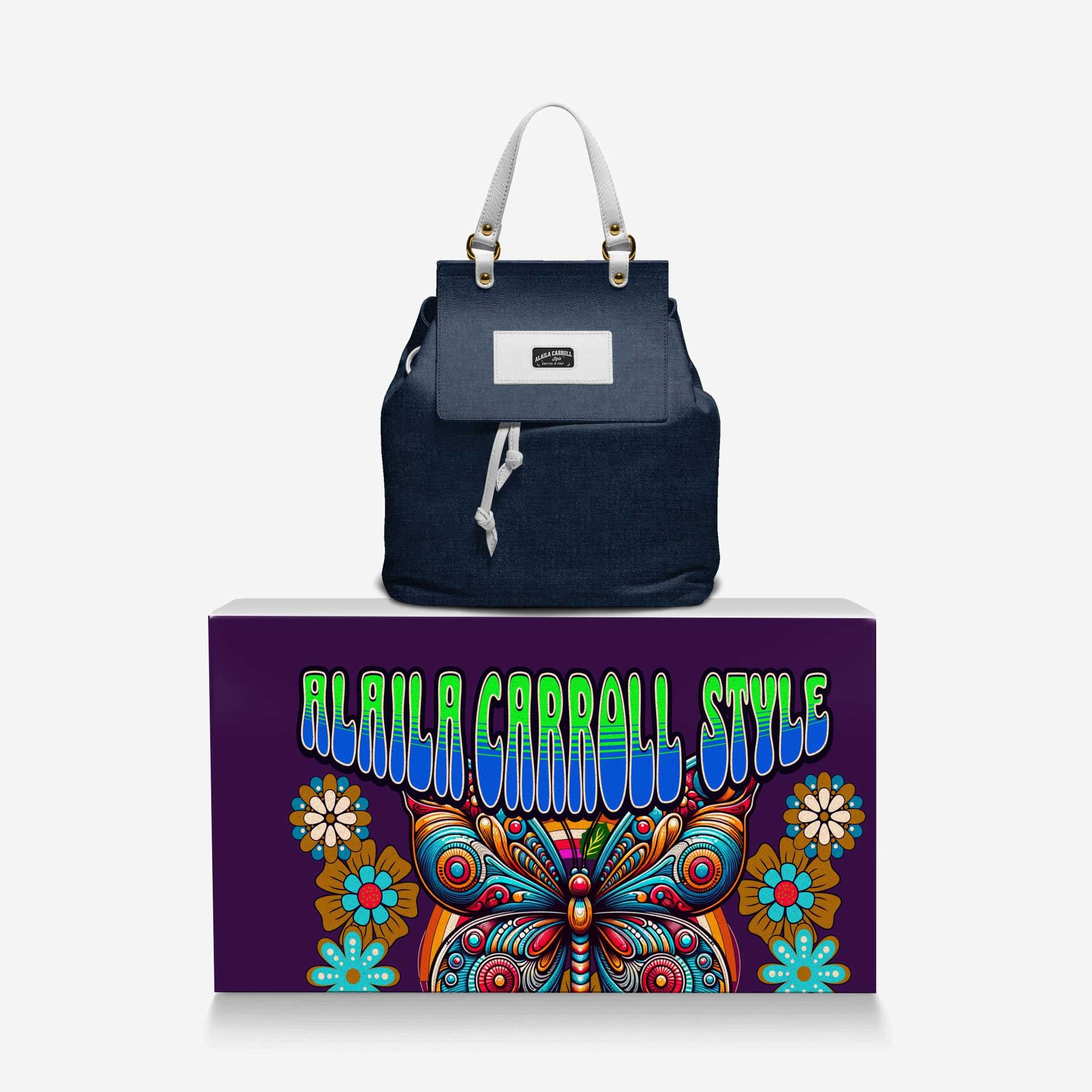 Multiuse Luxe Fashion Bag Denim & White