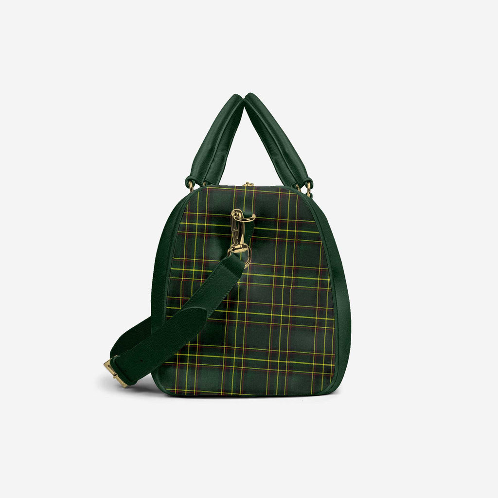 Designer Luxe Travel Bag Green & Green Plaid | Luxury Designer Weekender Bag | Alaila Carroll Style