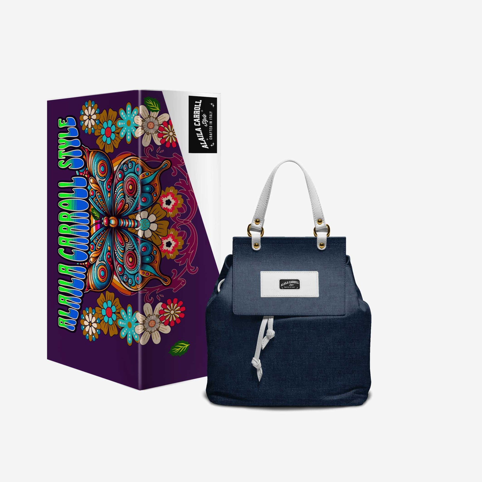 Multiuse Luxe Fashion Bag Denim & White