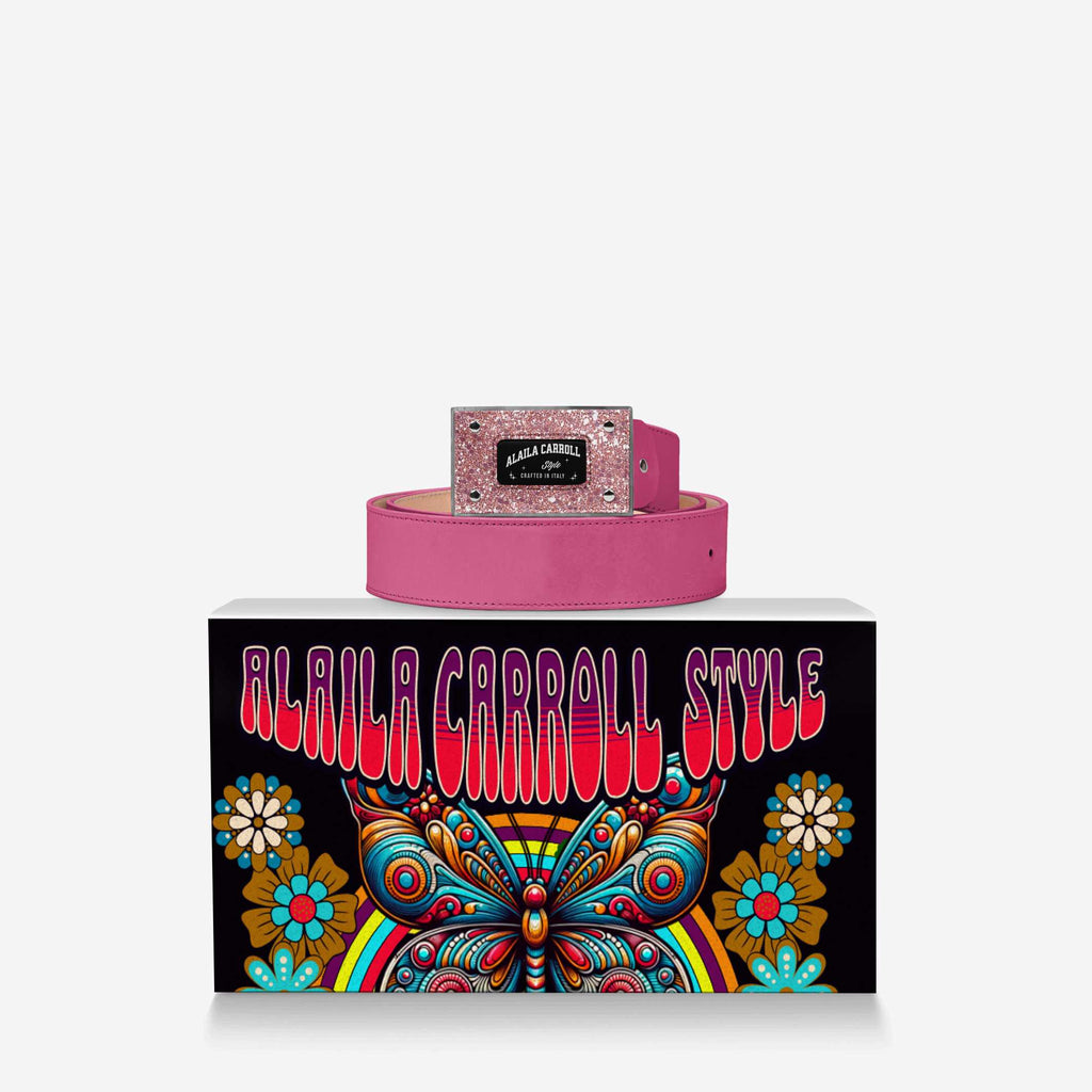 Luxury Buckle Belt – Pink & Silver