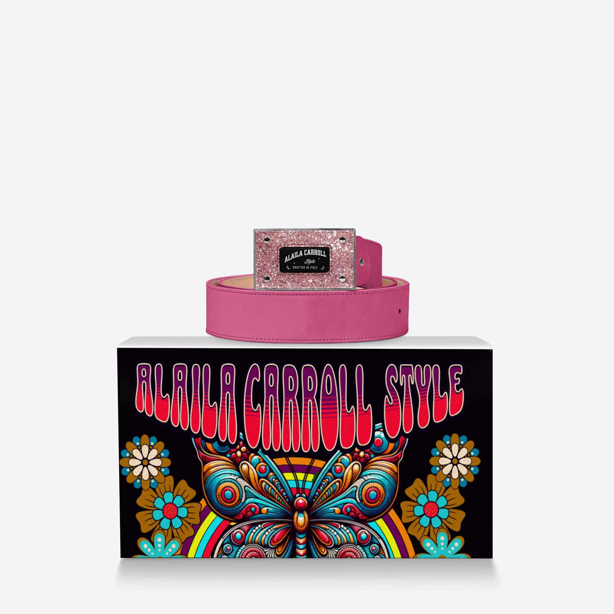 Luxury Buckle Belt – Pink & Silver