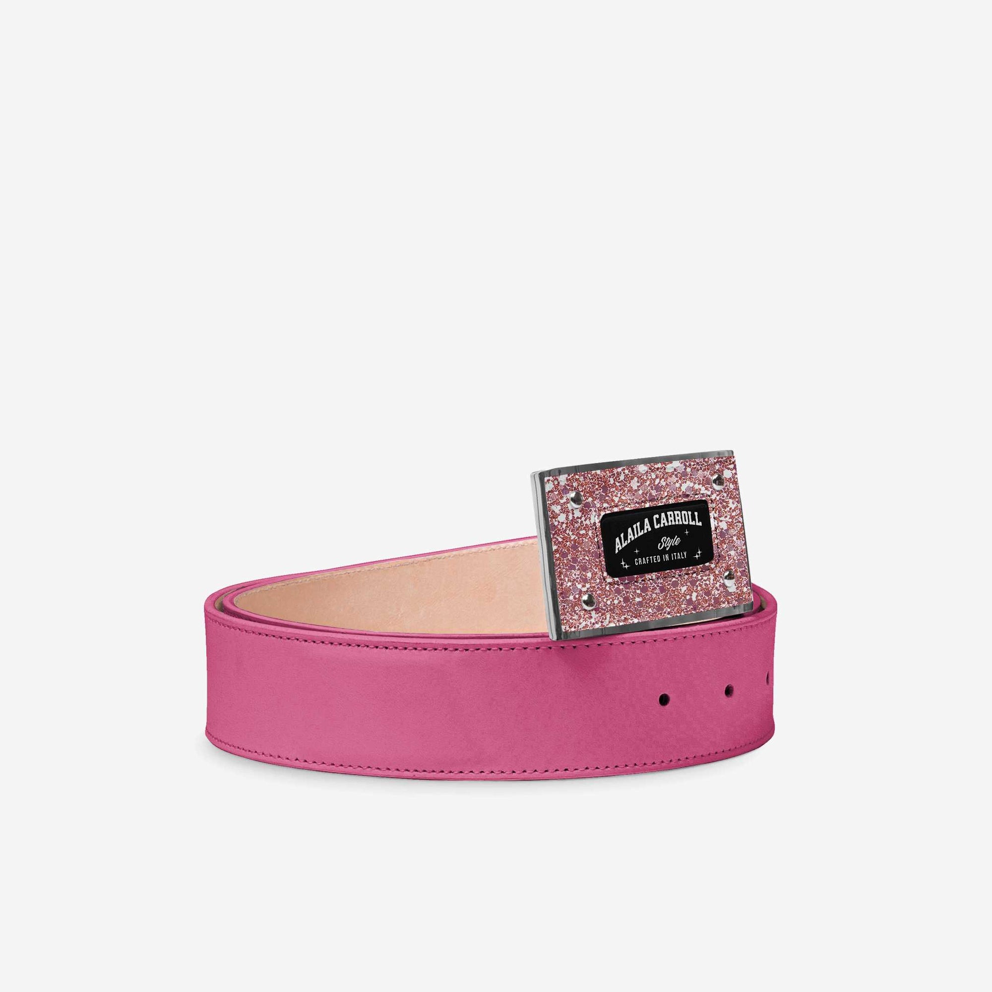 Luxury Buckle Belt – Pink & Silver