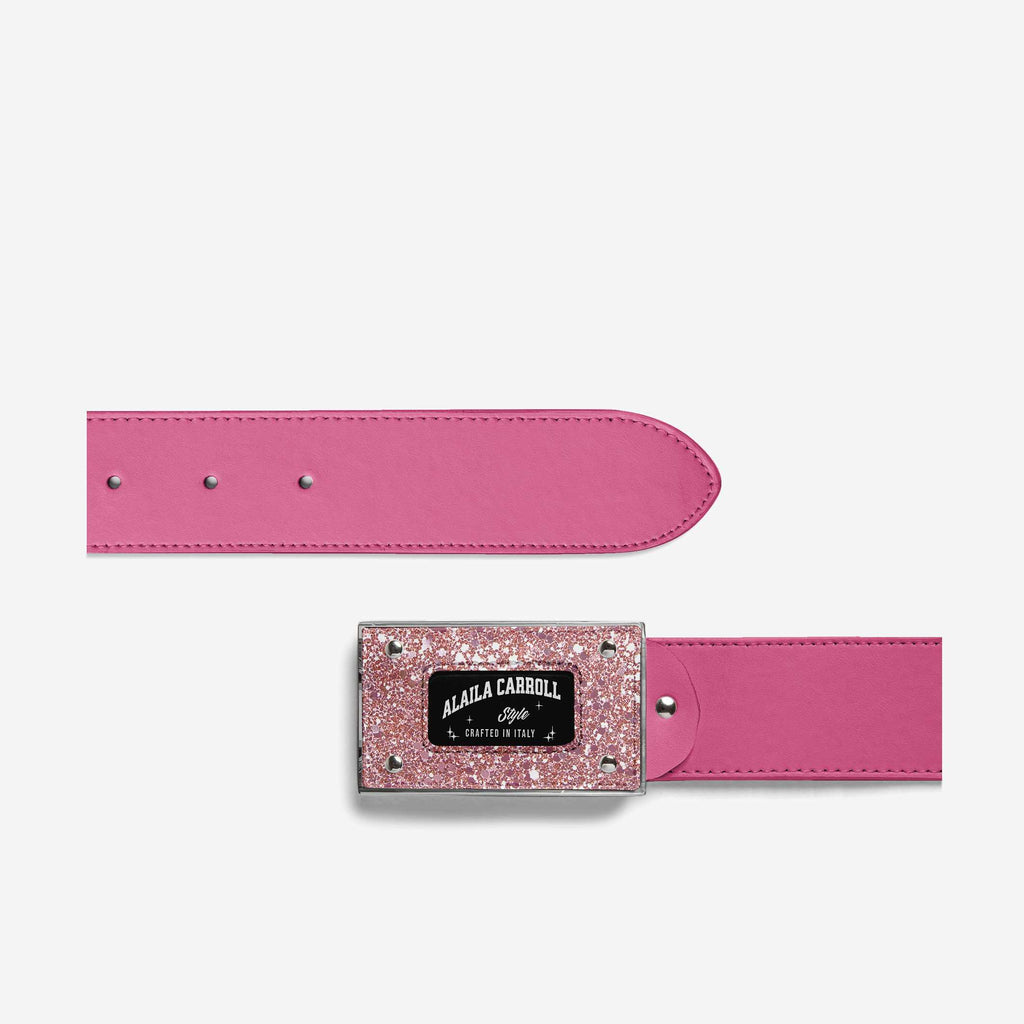 Luxury Buckle Belt – Pink & Silver