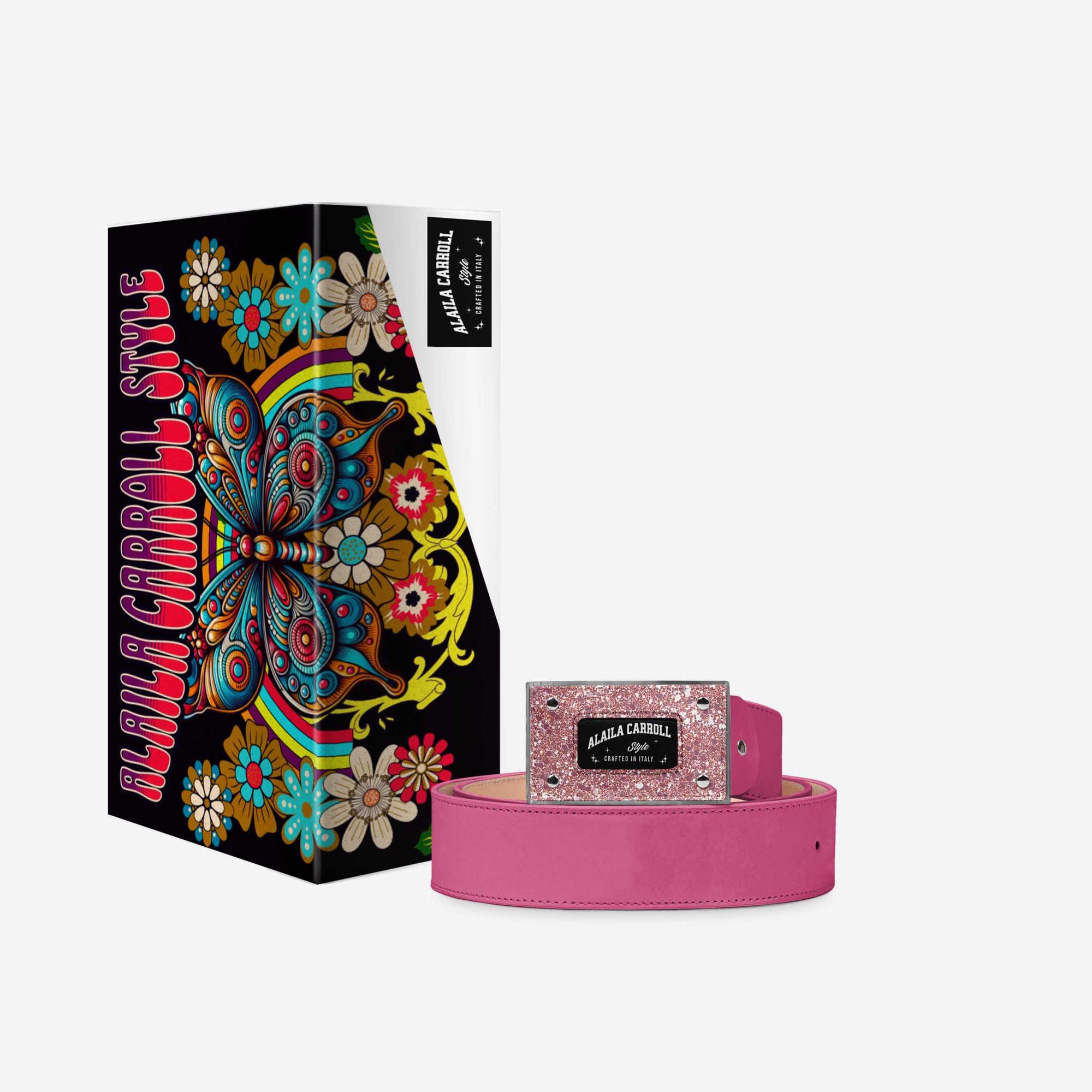 Luxury Buckle Belt – Pink & Silver