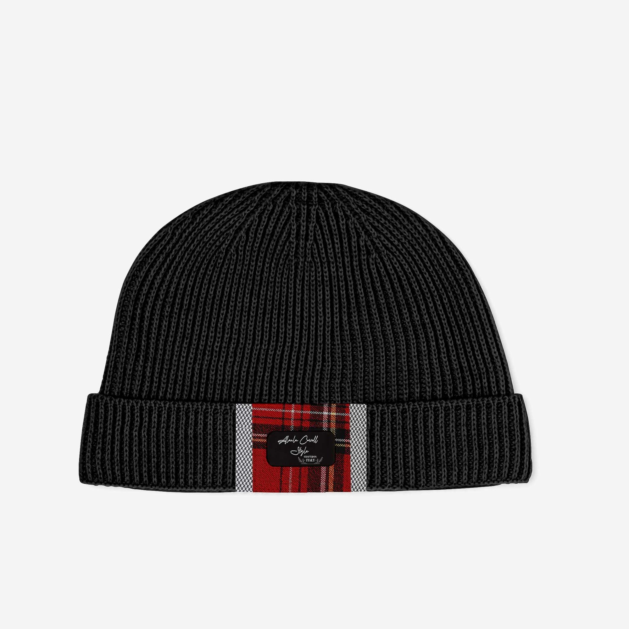 Leather Insert Designer Fashion Cap Black, Red, & Plaid