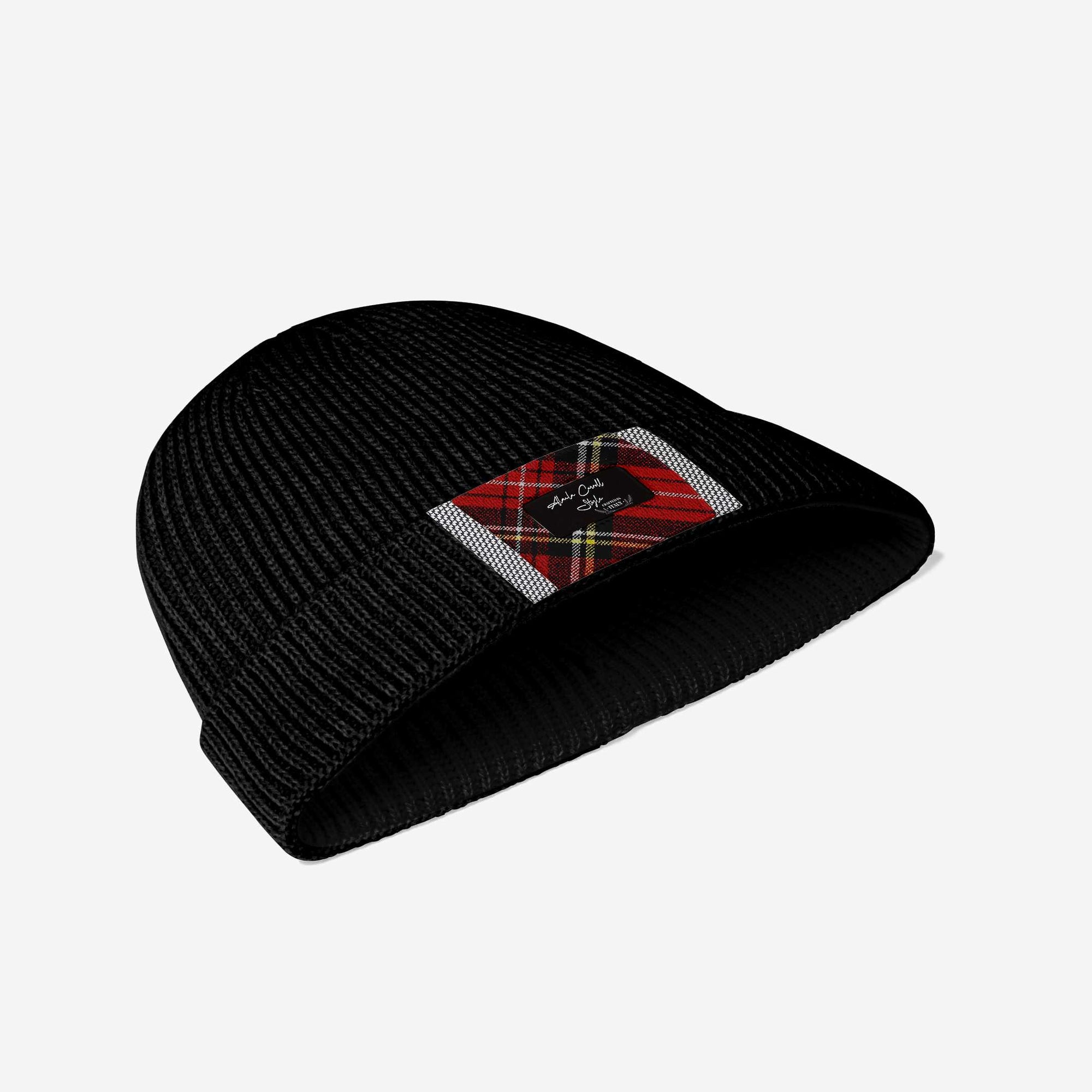 Leather Insert Designer Fashion Cap Black, Red, & Plaid