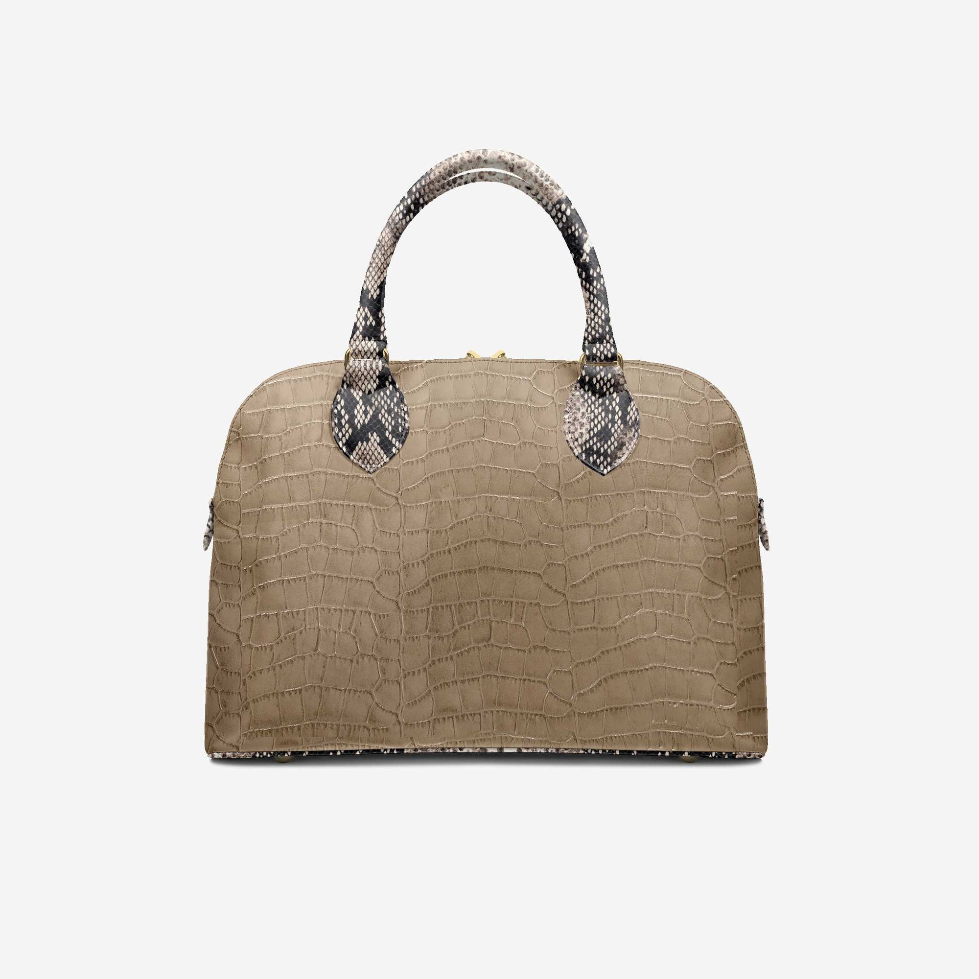 DESIGNER LUXURY FASHION-CHIC BAG Croc Print Beige and Python Print