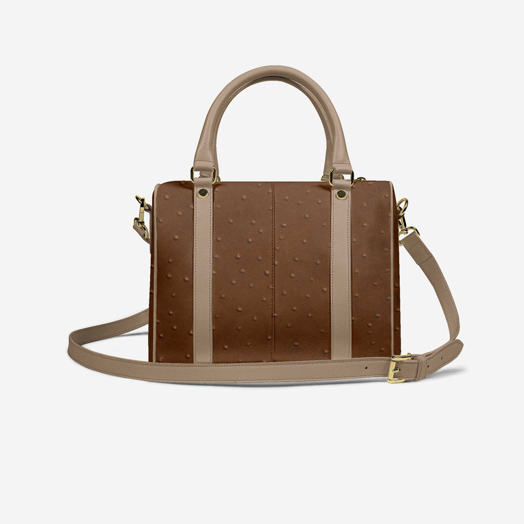 DESIGNER LUXURY STYLISH PENDANT BAG – Ostrich Brown and Mouton