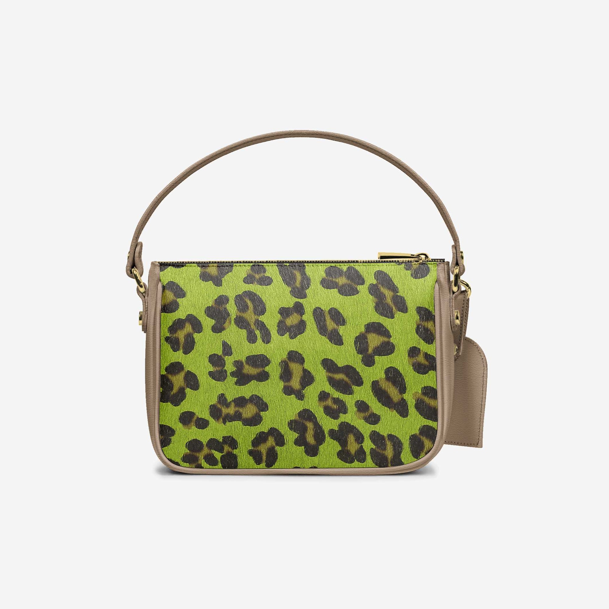 Designer Luxe Essential Pendant Bag – Jaguar Lime Luxe Hair Print Leather & Mouton