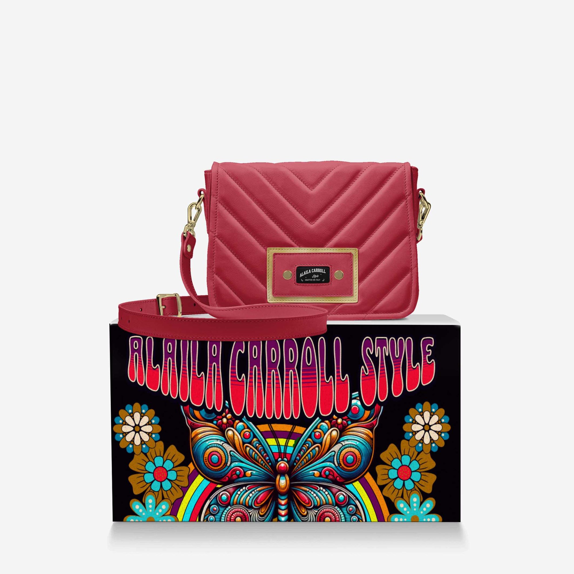 Designer Luxury Fashion-Urban Bag Red and Gold | Elegant Crossbody Handbag | Alaila Carroll Style