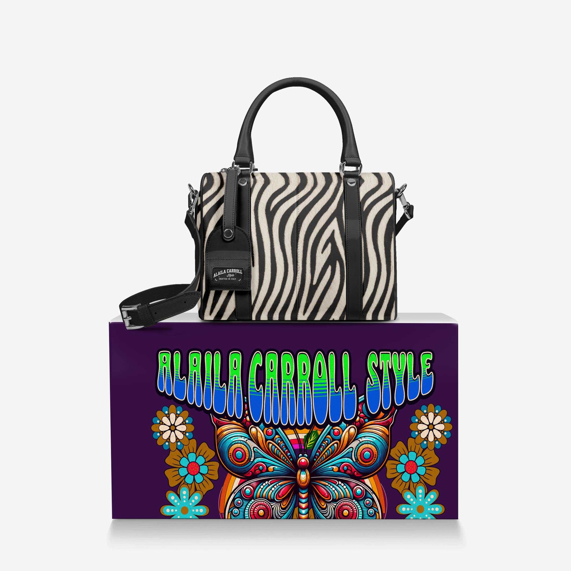 DESIGNER LUXURY STYLISH PENDANT BAG BLACK & ZEBRA PRINT