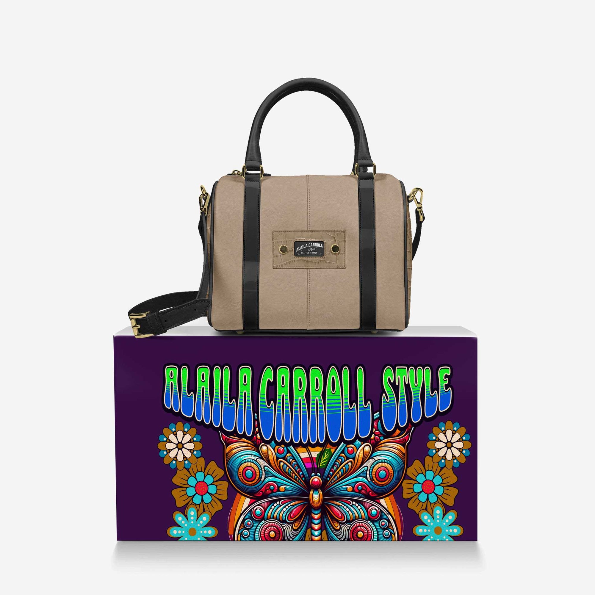 DESIGNER LUXURY STYLISH BAG Tan and Croc