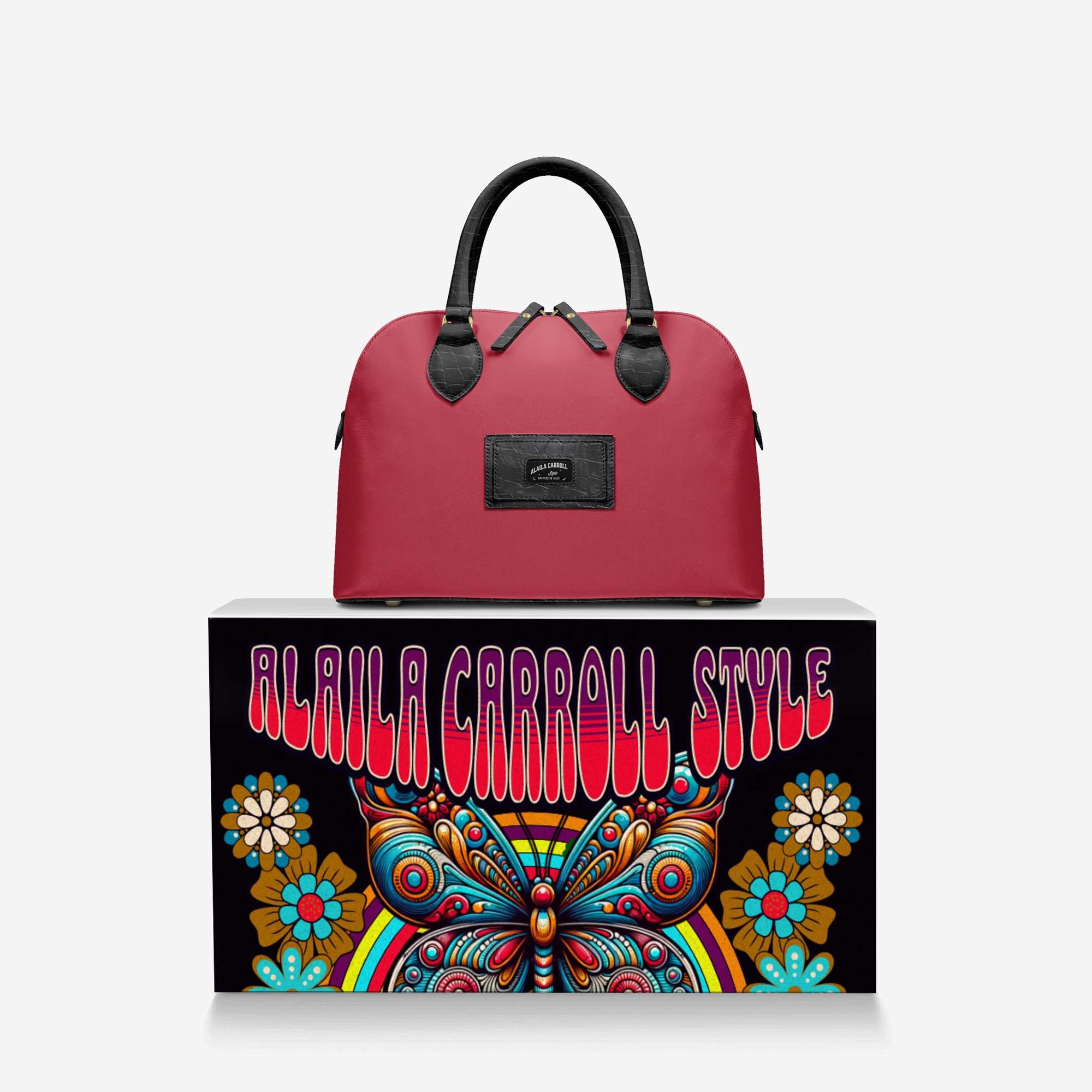 DESIGNER LUXURY FASHION-CHIC BAG Red & Black Croc