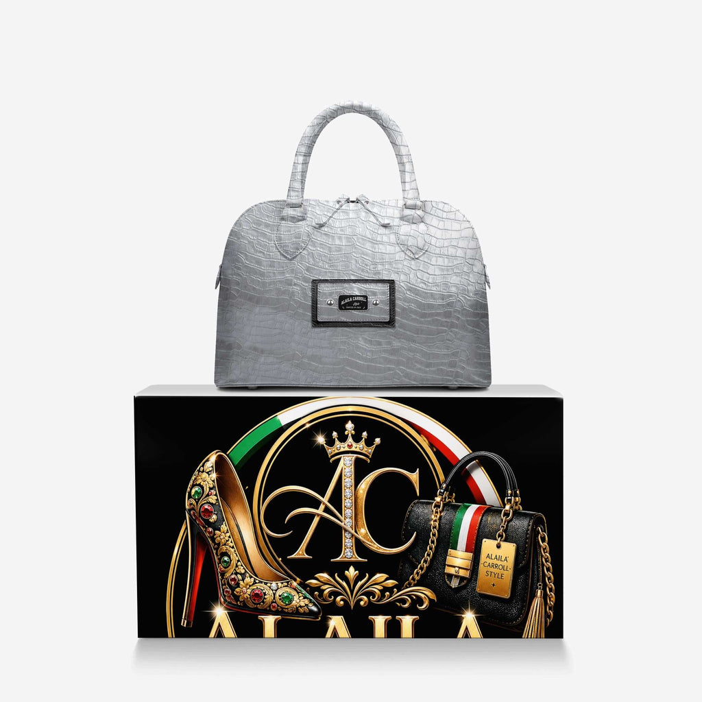 Designer Luxury Fashion-Chic Bag Silver Croc – Modern Elegance with Timeless Sophistication