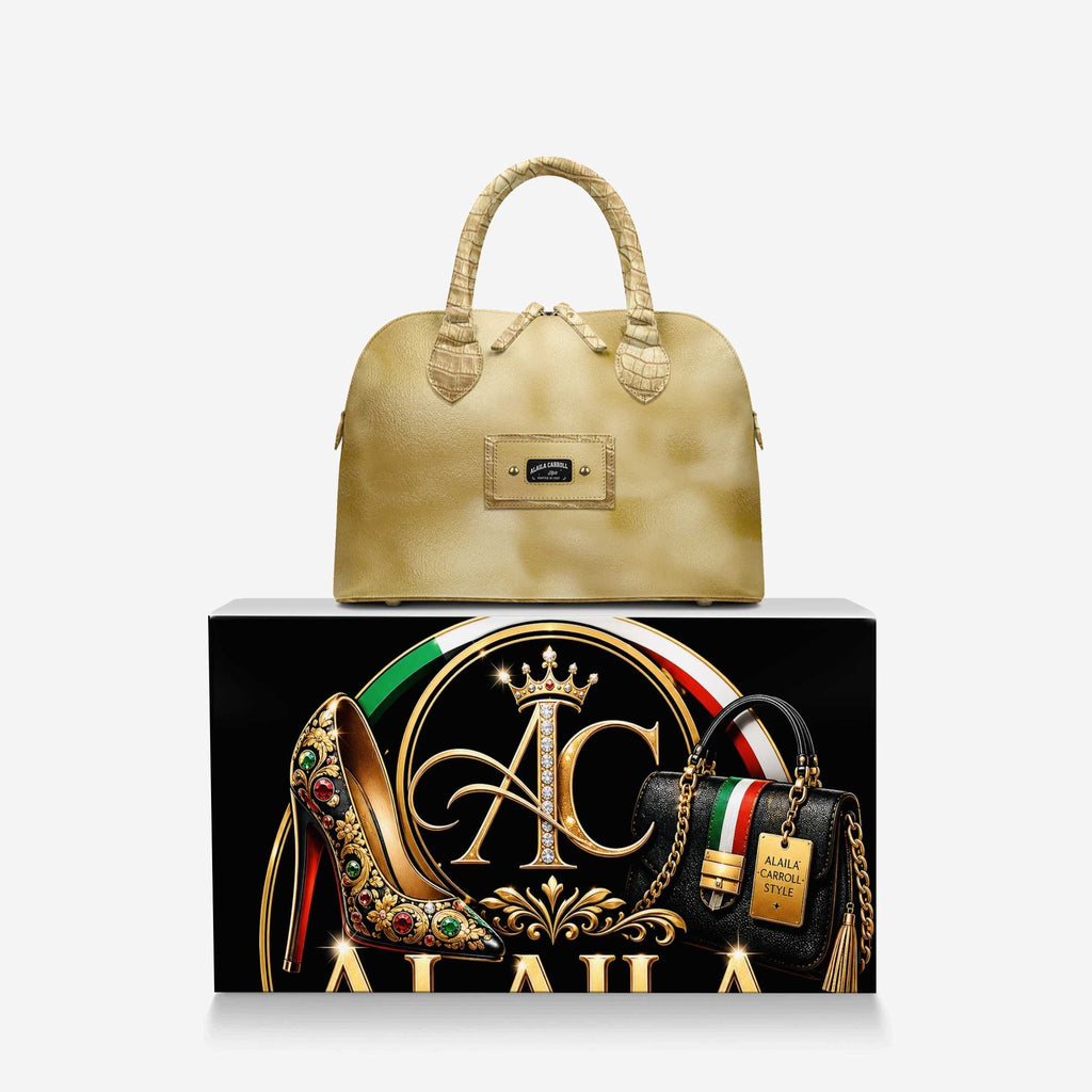 Designer Luxury Fashion-Chic Bag Gold & Gold Croc – Timeless Elegance, Unmistakable Luxury