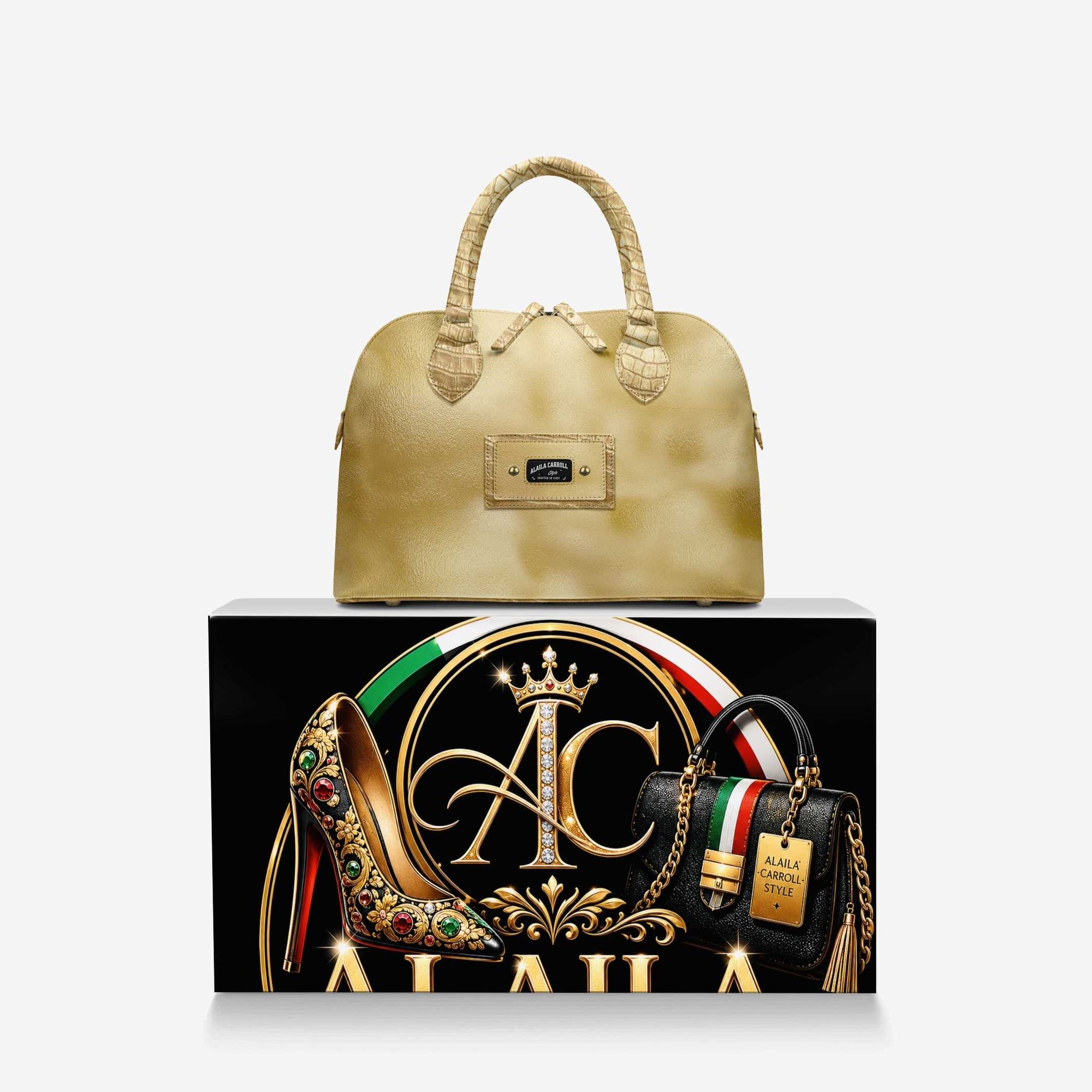 Designer Luxury Fashion-Chic Bag Gold & Gold Croc – Timeless Elegance, Unmistakable Luxury