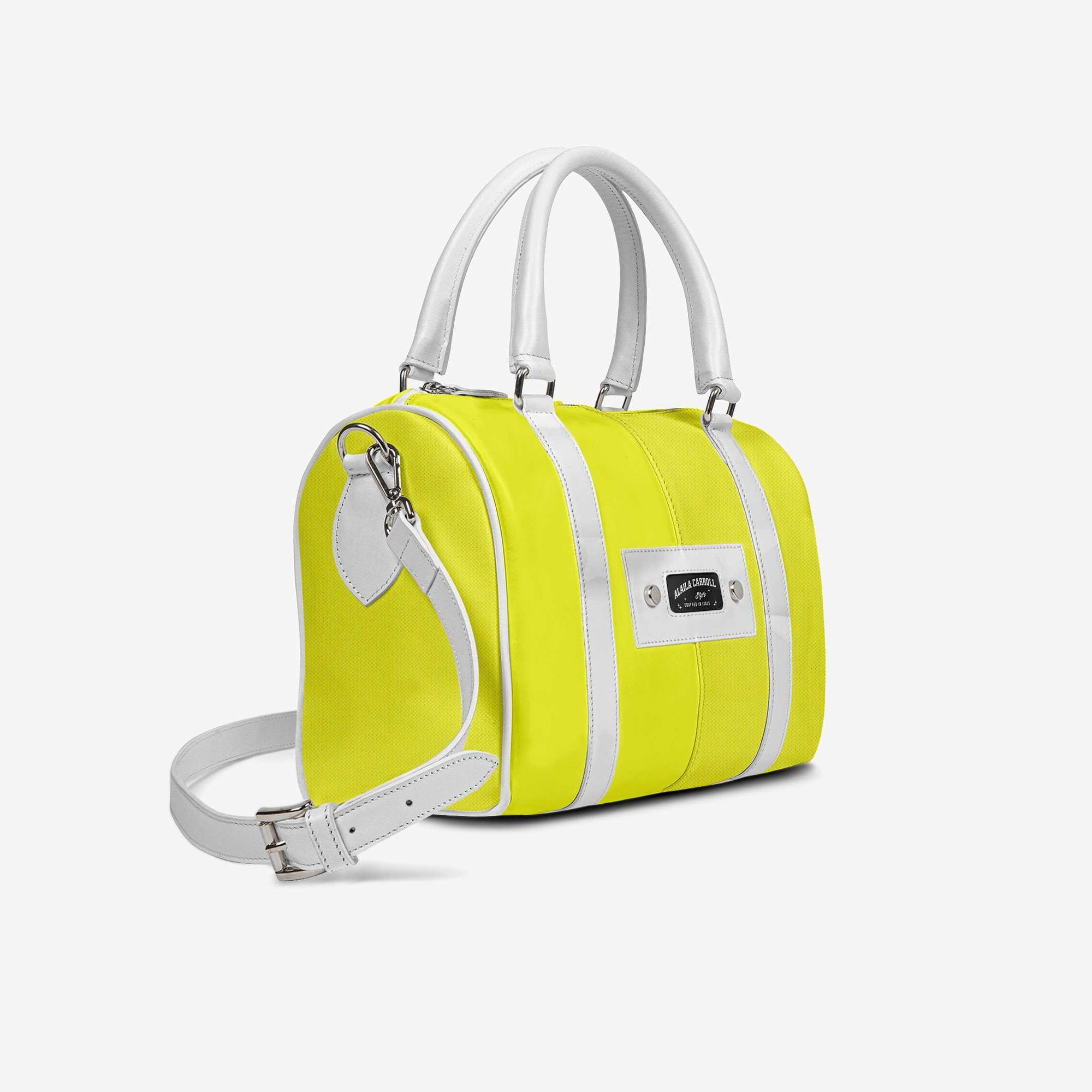 Designer Luxury Stylish Bag Yellow & White | Elegant Fashion Handbag | Alaila Carroll Style