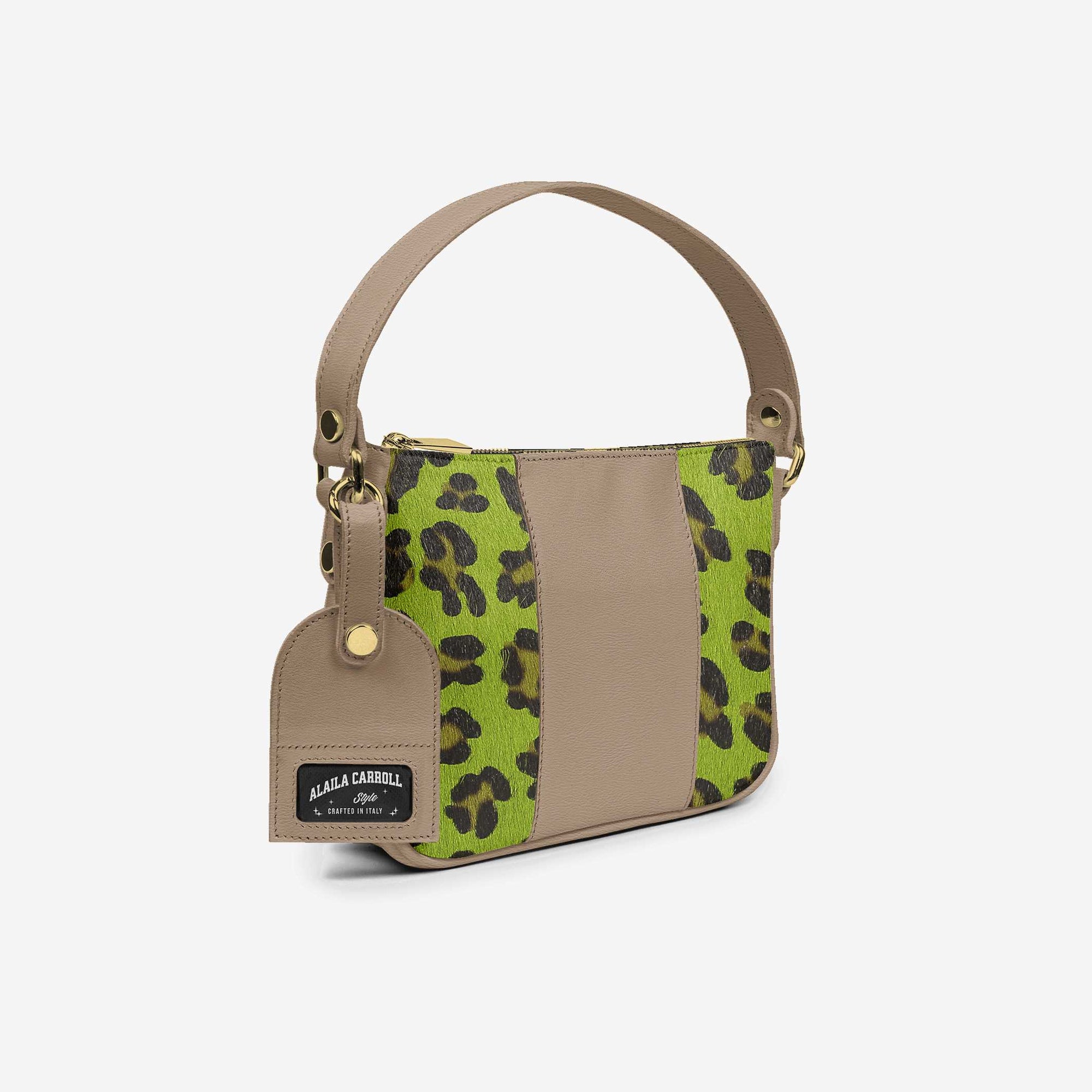 Designer Luxe Essential Pendant Bag – Jaguar Lime Luxe Hair Print Leather & Mouton