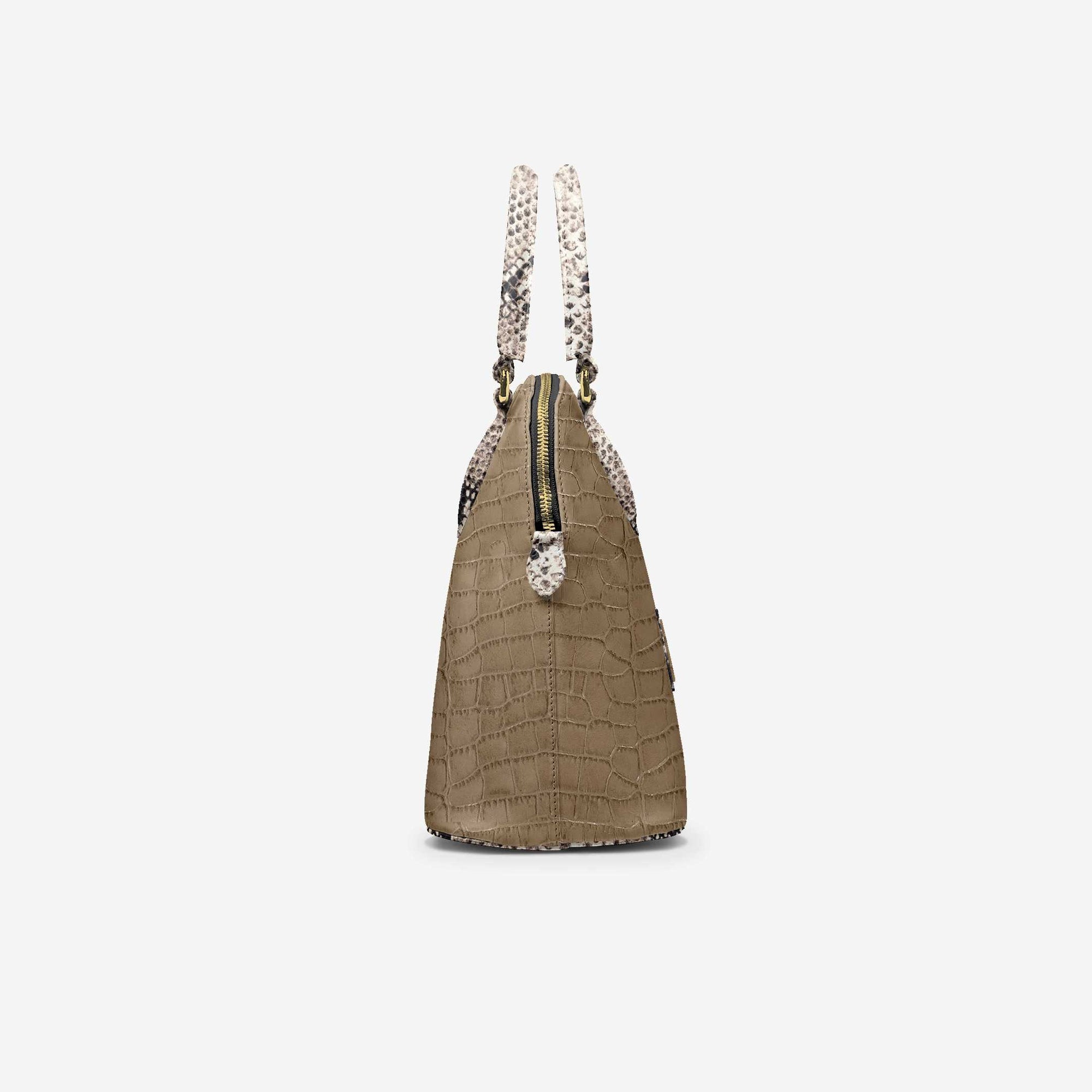 DESIGNER LUXURY FASHION-CHIC BAG Croc Print Beige and Python Print