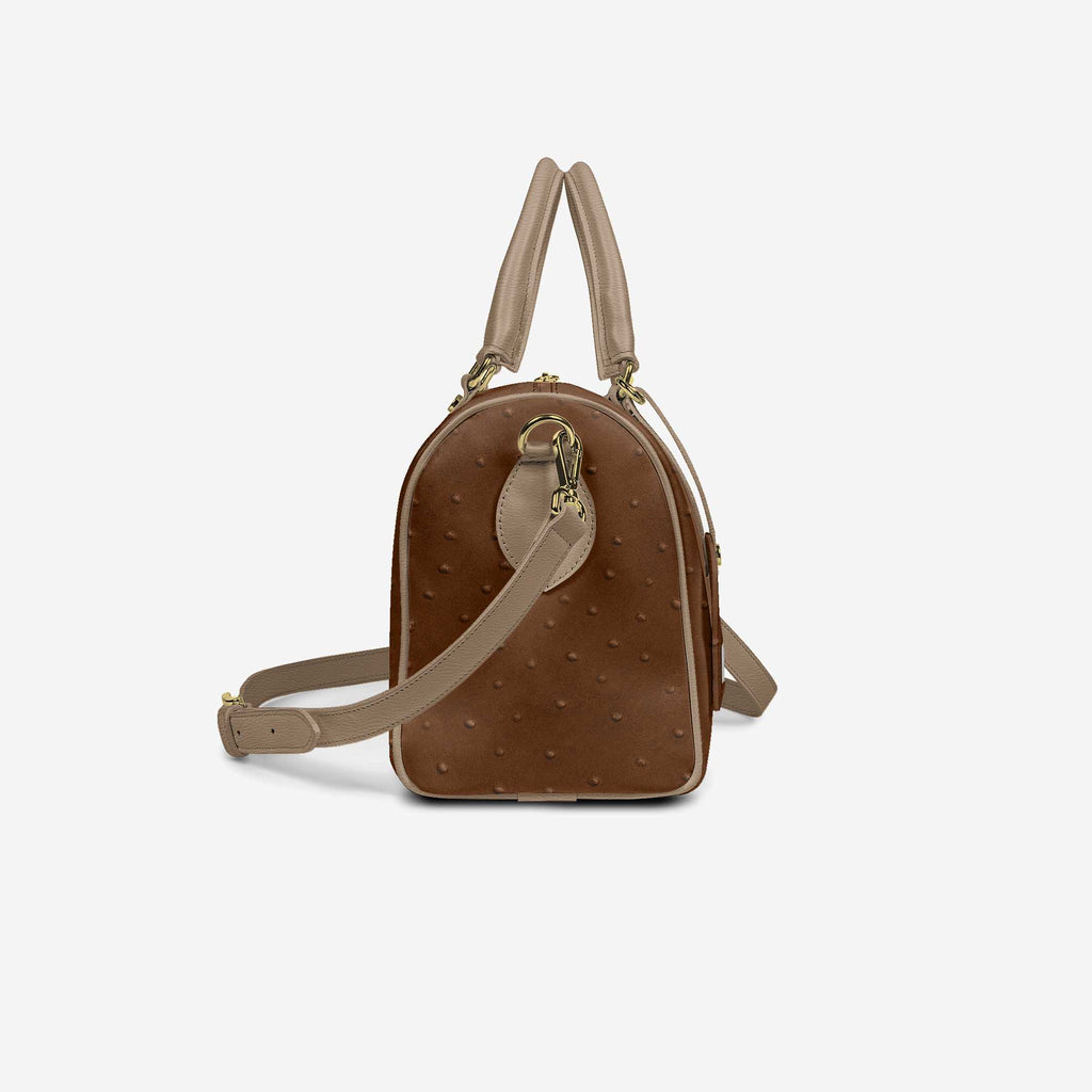 DESIGNER LUXURY STYLISH PENDANT BAG – Ostrich Brown and Mouton