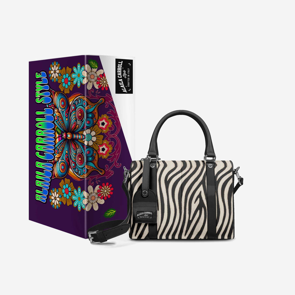 DESIGNER LUXURY STYLISH PENDANT BAG BLACK & ZEBRA PRINT