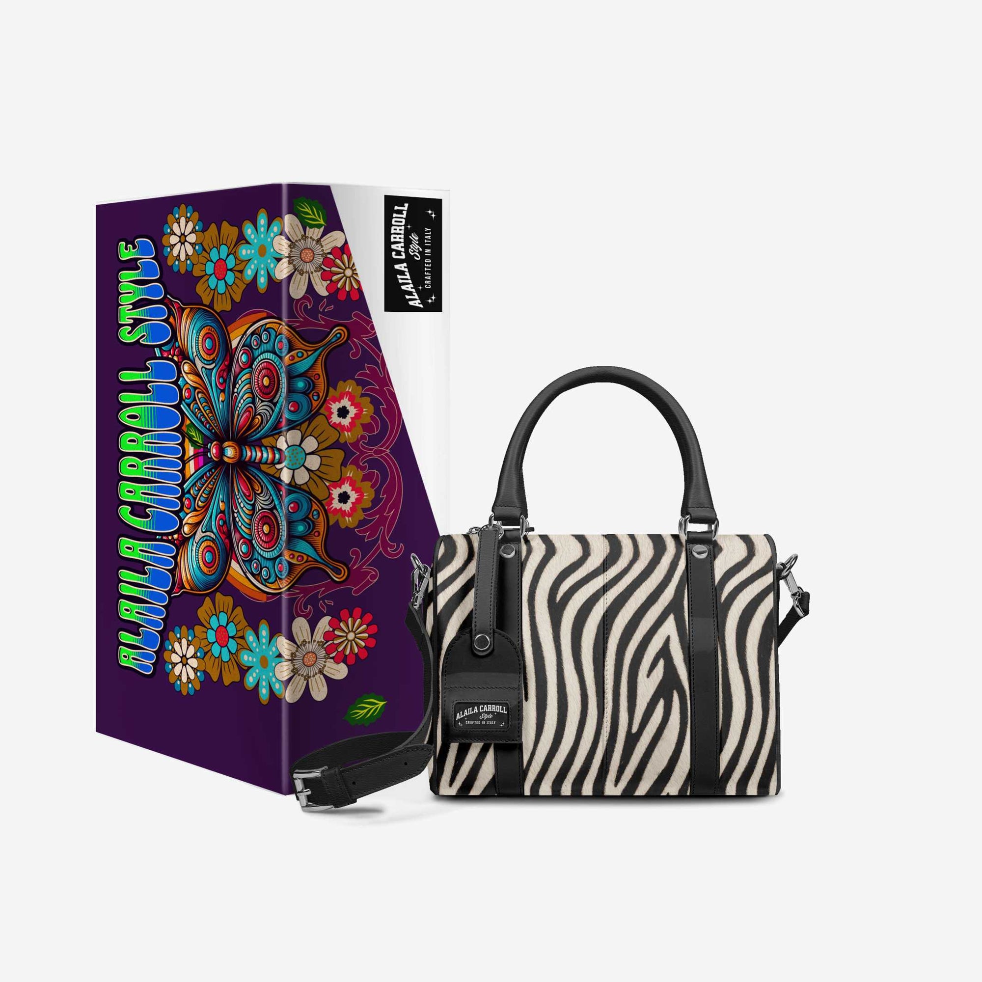 DESIGNER LUXURY STYLISH PENDANT BAG BLACK & ZEBRA PRINT