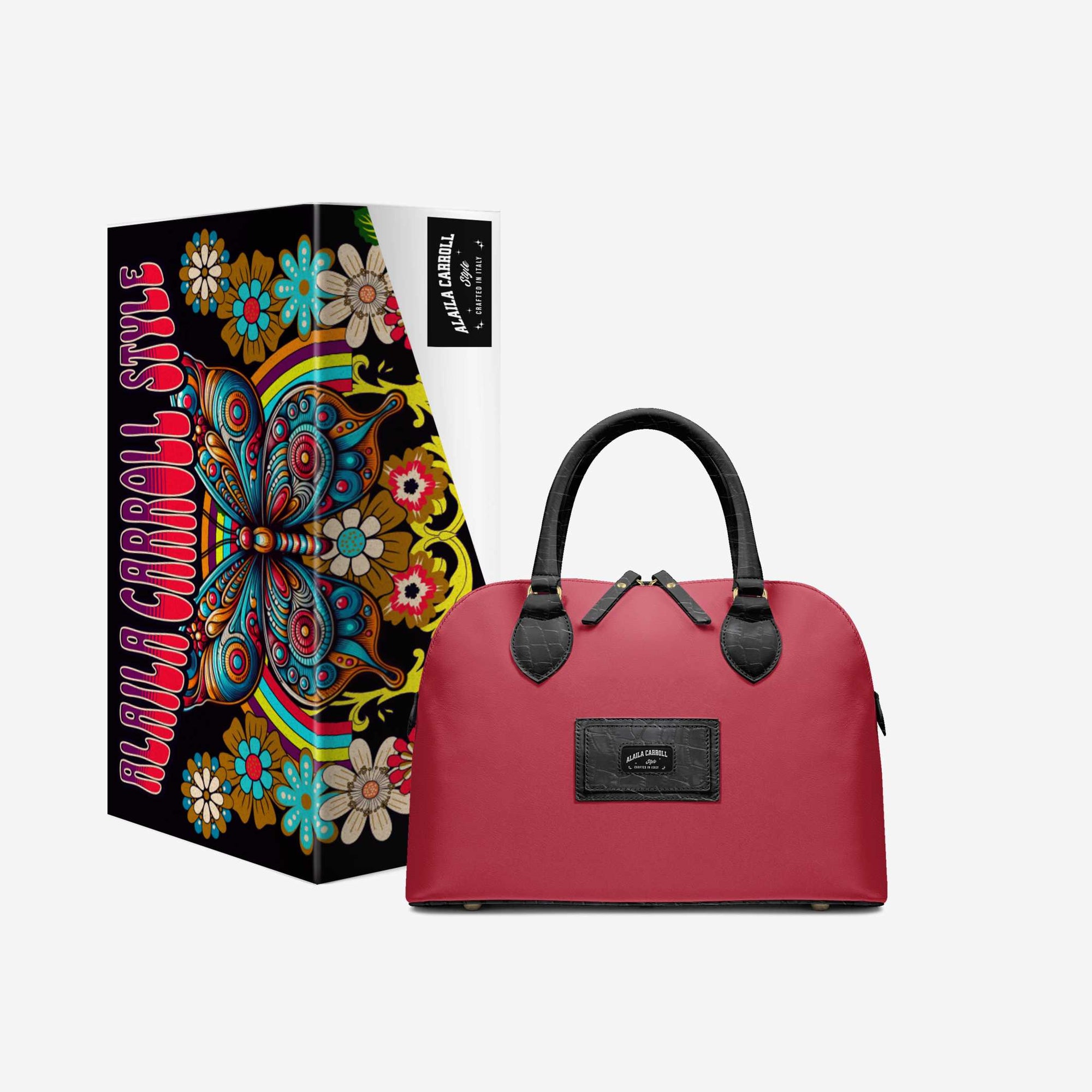 DESIGNER LUXURY FASHION-CHIC BAG Red & Black Croc