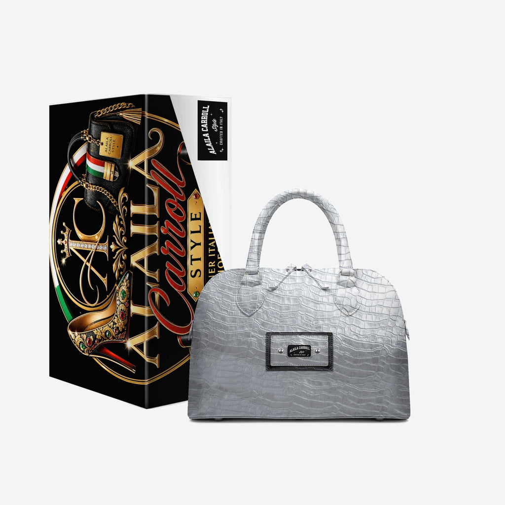 Designer Luxury Fashion-Chic Bag Silver Croc – Modern Elegance with Timeless Sophistication