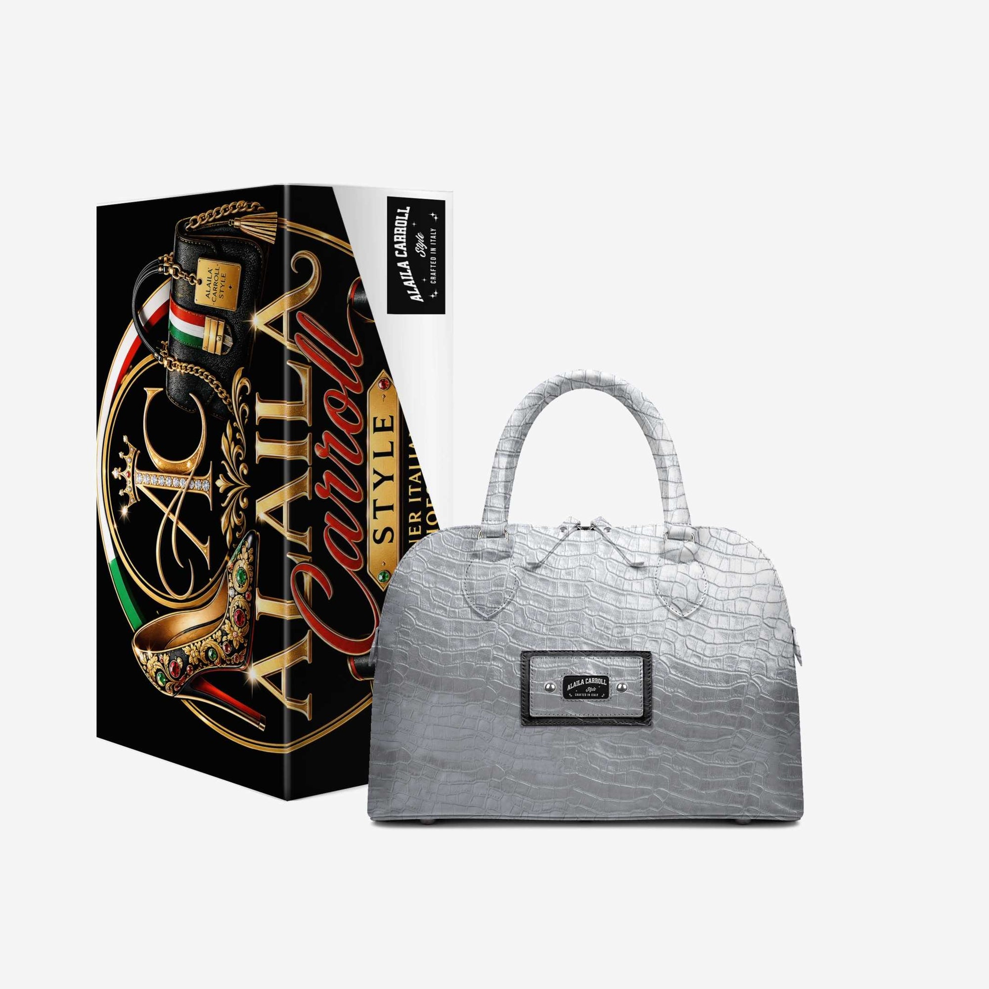 Designer Luxury Fashion-Chic Bag Silver Croc – Modern Elegance with Timeless Sophistication