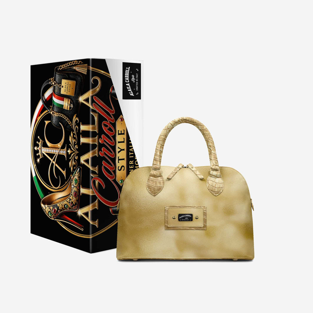 Designer Luxury Fashion-Chic Bag Gold & Gold Croc – Timeless Elegance, Unmistakable Luxury