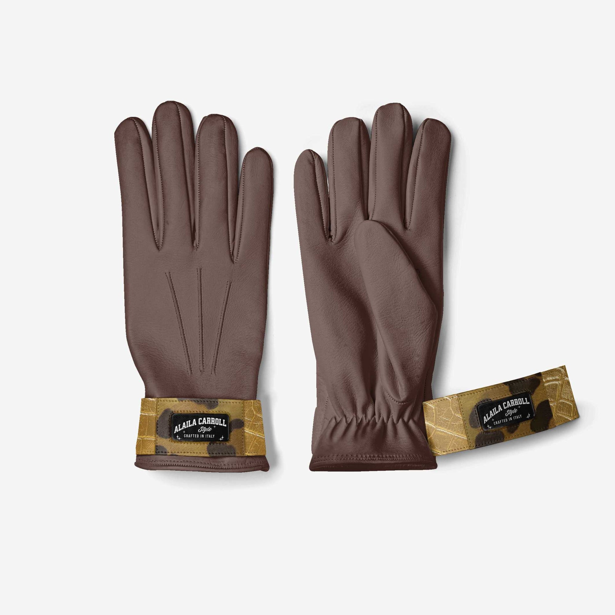 DESIGNER LUXE FASHION GLOVES Brown, Gold, & Leopard