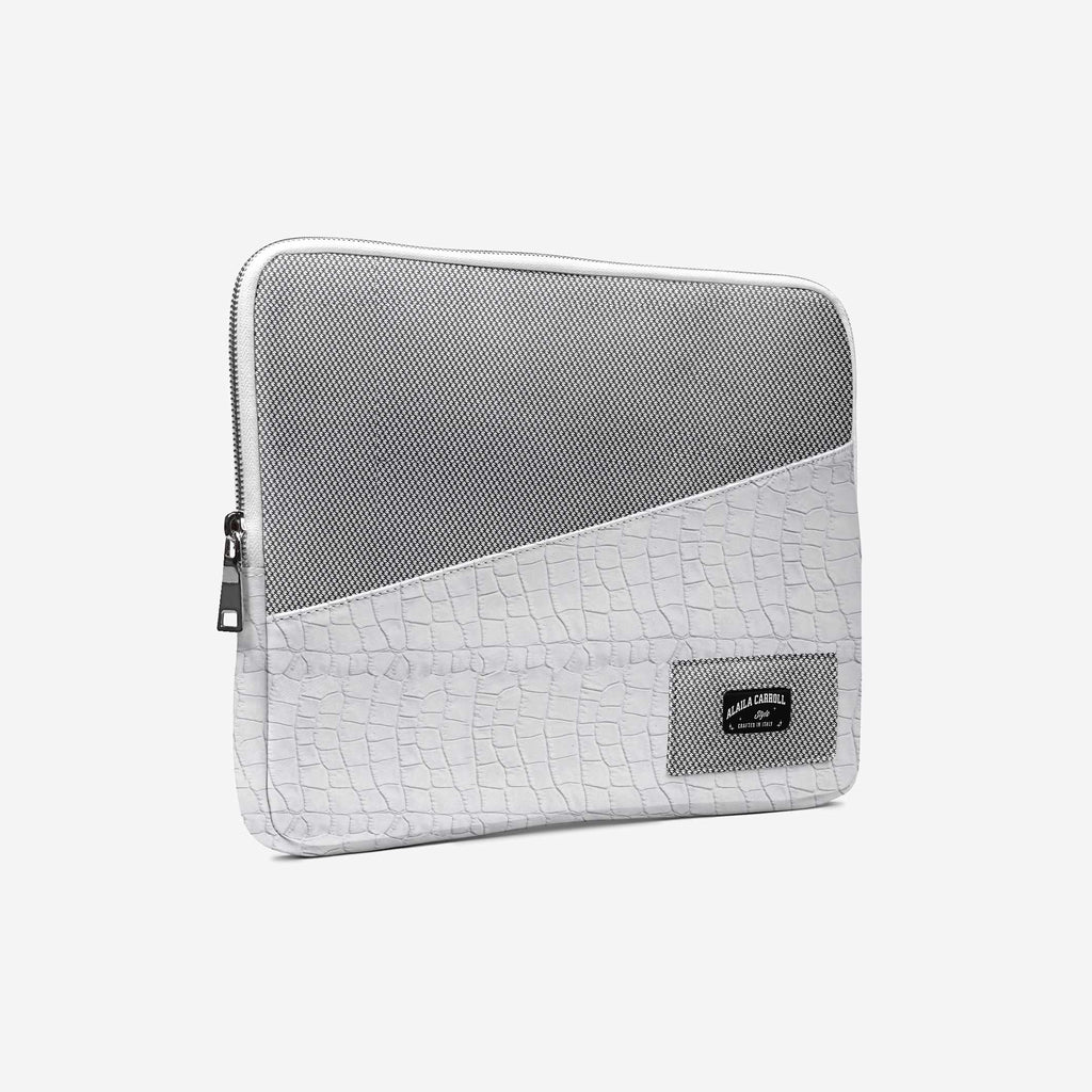 Designer Luxury Minimal Slide Bag – White Python & Grey