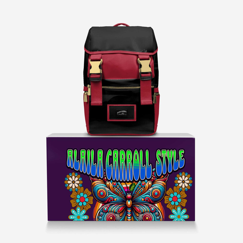 MODERN TRAVEL LUXE BACKPACK Red, Black, Gold