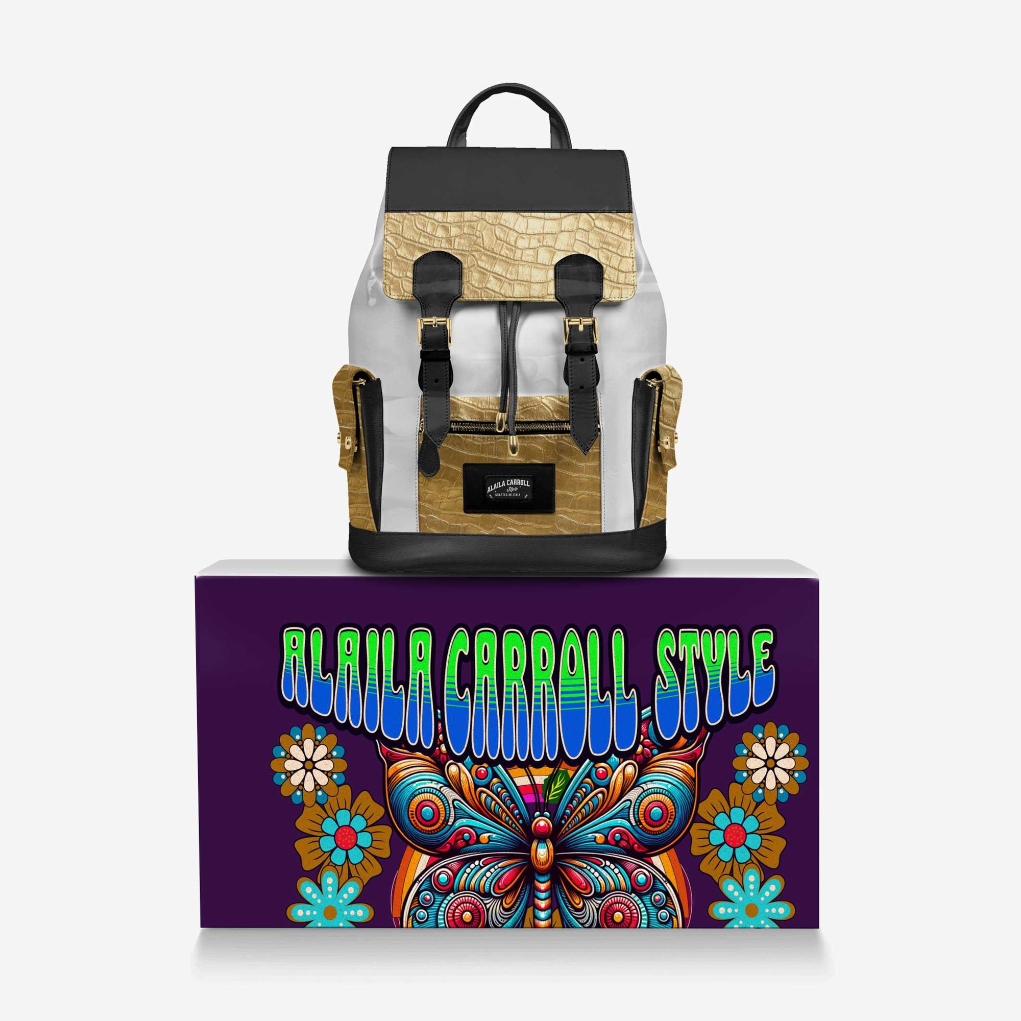 RETRO LUXE BACKPACK White, Gold, & Black