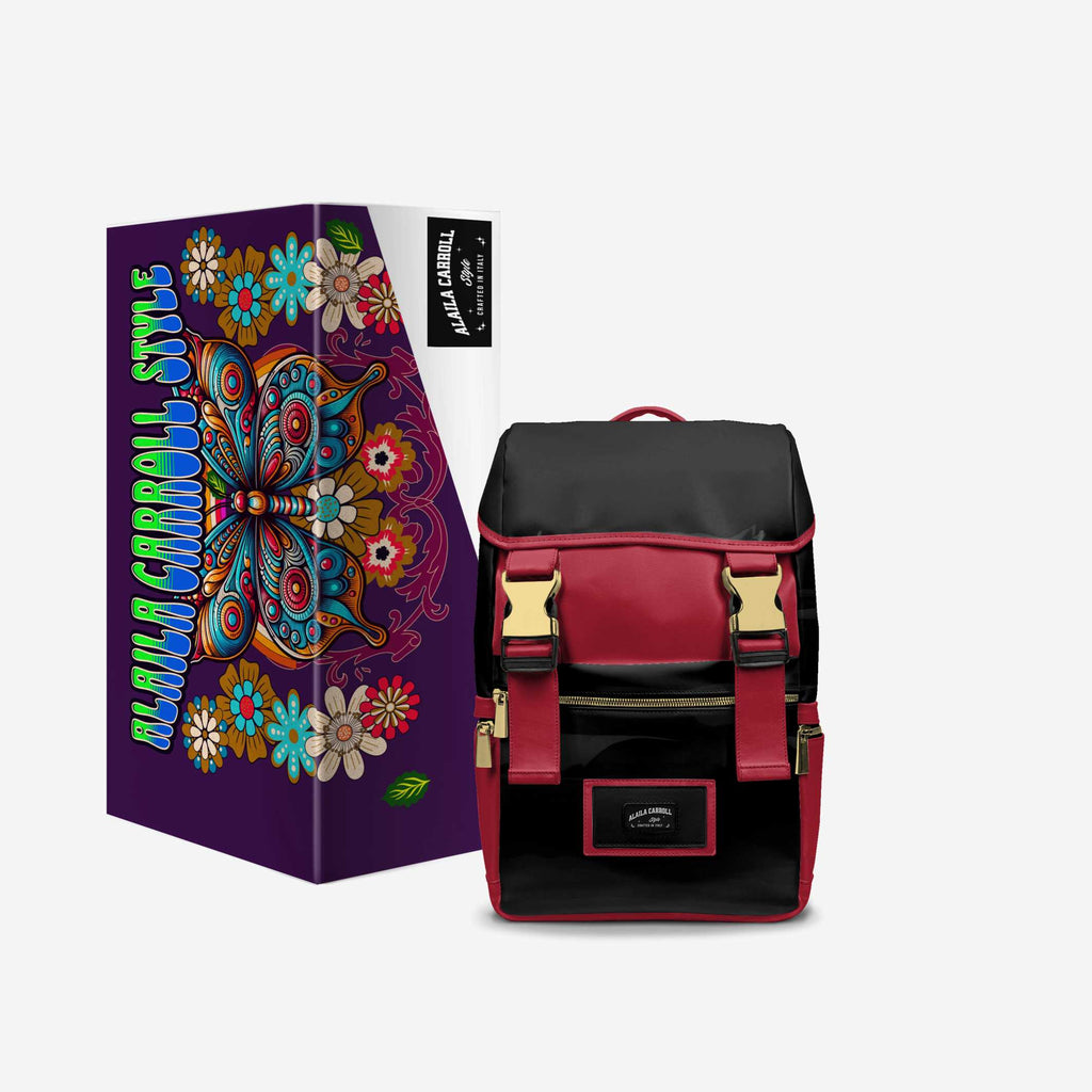 MODERN TRAVEL LUXE BACKPACK Red, Black, Gold