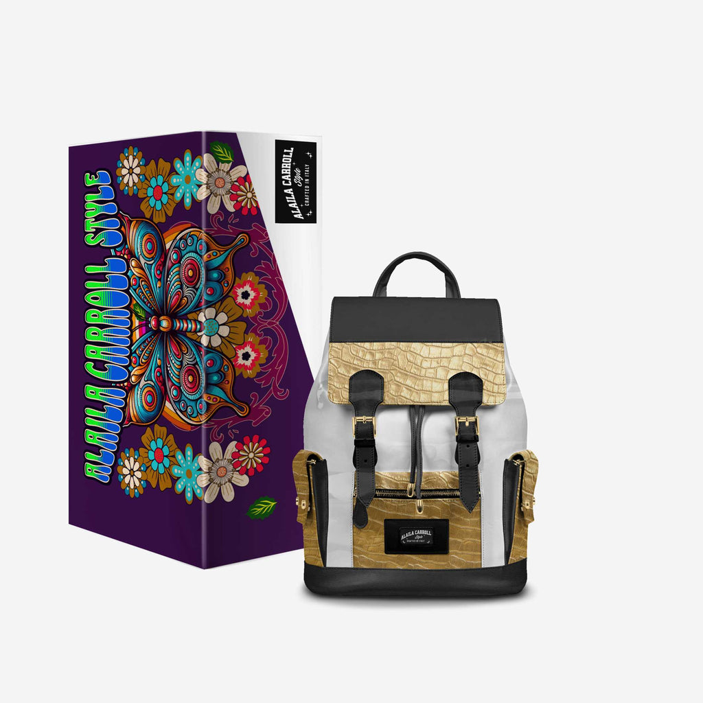 RETRO LUXE BACKPACK White, Gold, & Black