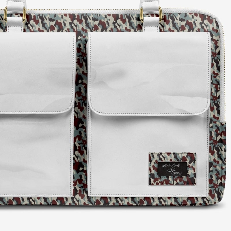 DESIGNER LUXURY DOUBLE POCKET BAG White & Print