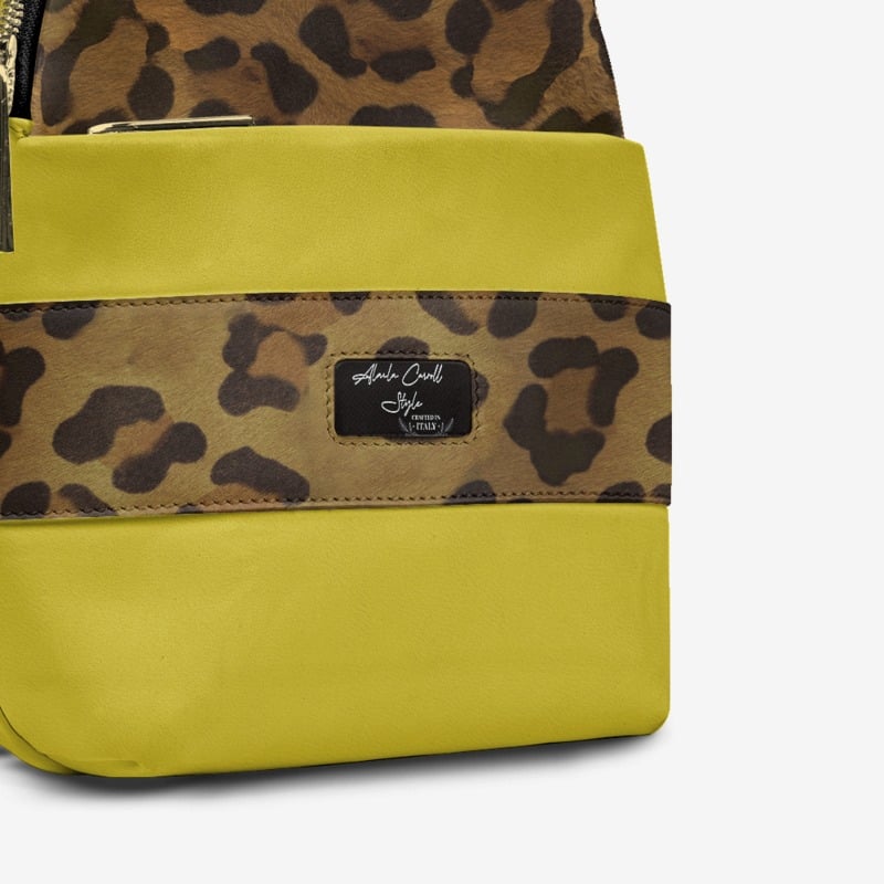 ELEGANT CROSSBODY DESIGNER LUXE BAG Leopard & Mustard